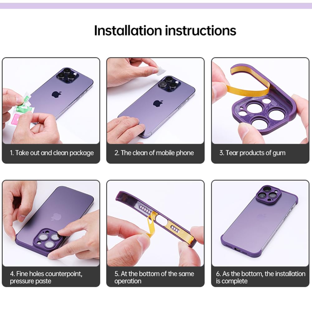 Slim Frameless Silicone Phone Case for iPhone 14 Pro Max - Ultra-Thin Scratch Resistant Bumper with Camera Cover & Screen Protection (Purple) | Perfect for Everyday Use, Travel & Outdoor Activities
