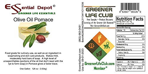 Premium Pomace Olive Oil - Food Grade, 2 Gallons (256 oz) - Pack of 2 x 1 Gallon HDPE Containers with Resealable Cap - Ideal for Cooking, Baking & Salad Dressings