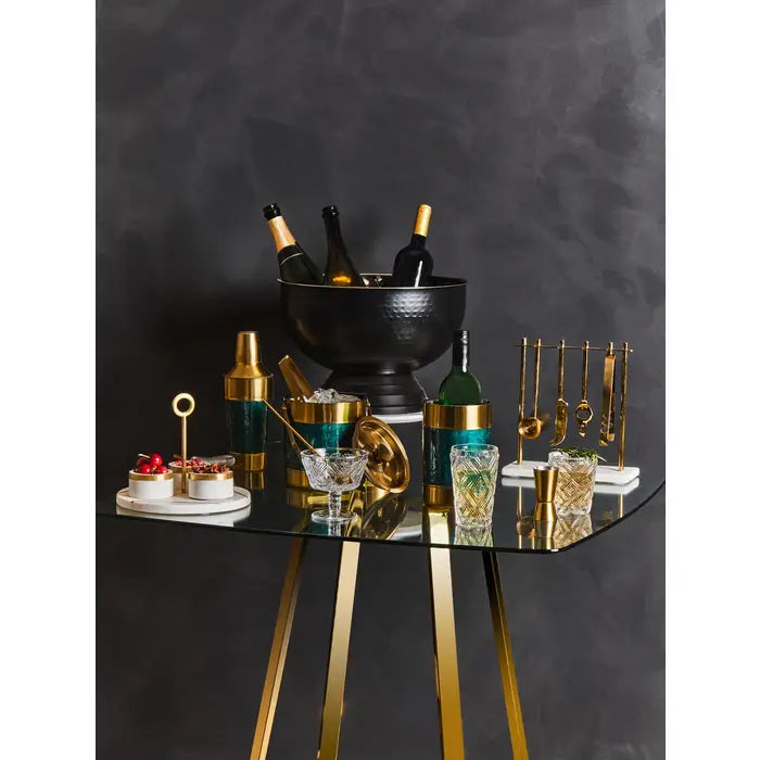 Carolina Green Enamel Ice Bucket - Vintage Style Metal Champagne Wine Cooler for Parties, Weddings & Outdoor Entertaining