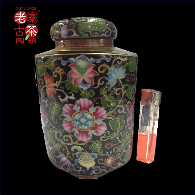 Premium Porcelain Tea Caddy from Jingdezhen - Kangxi Famille Rose Black Enamel Tea Storage Canister | Authentic Chinese Gift for Tea Lovers | Perfect for Home, Office & Tea Ceremony Use