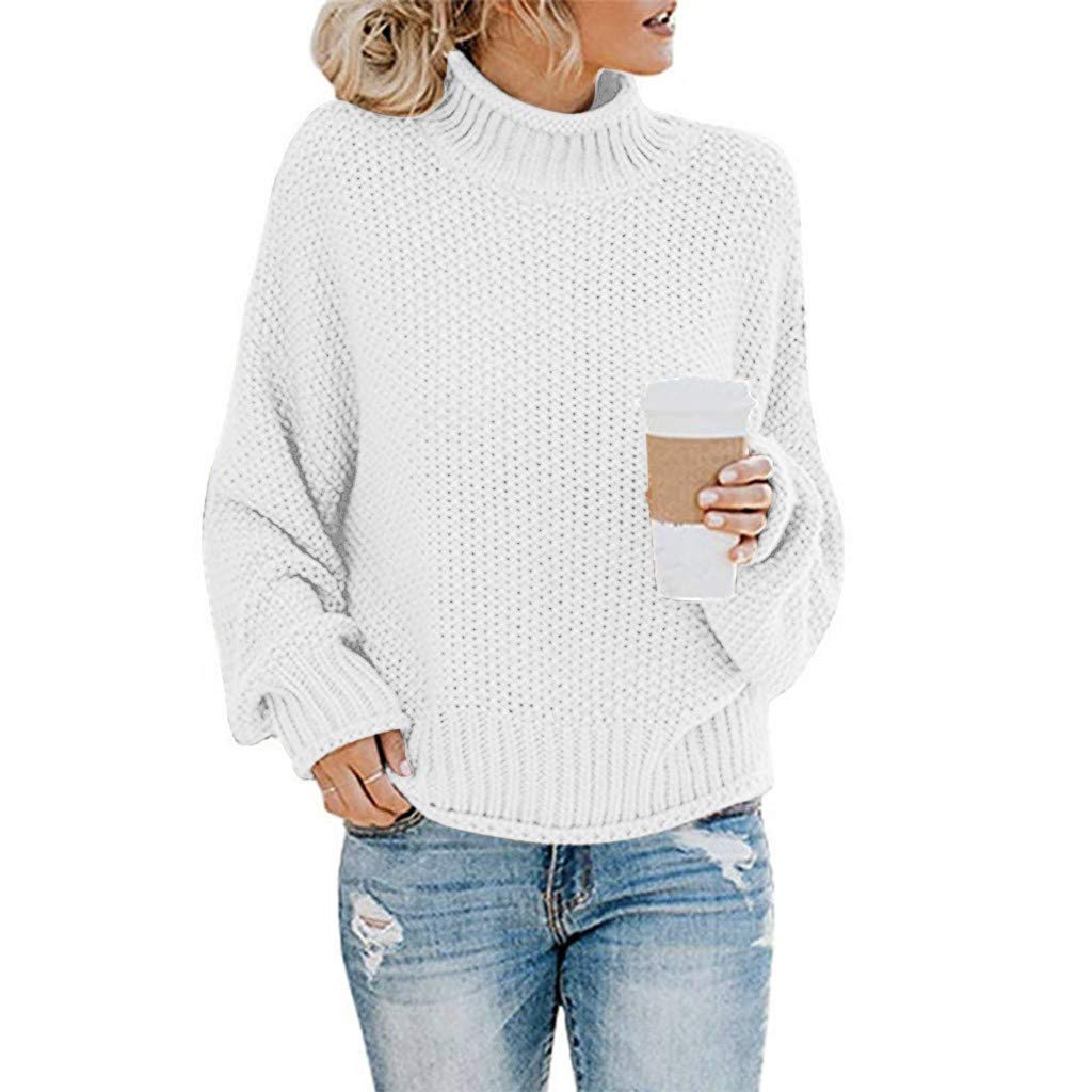Plus Size Women's Turtleneck Sweaters - Oversized Loose Chunky Batwing Long Sleeve Pullover Knit Jumper Top for Casual Wear & Winter Fashion