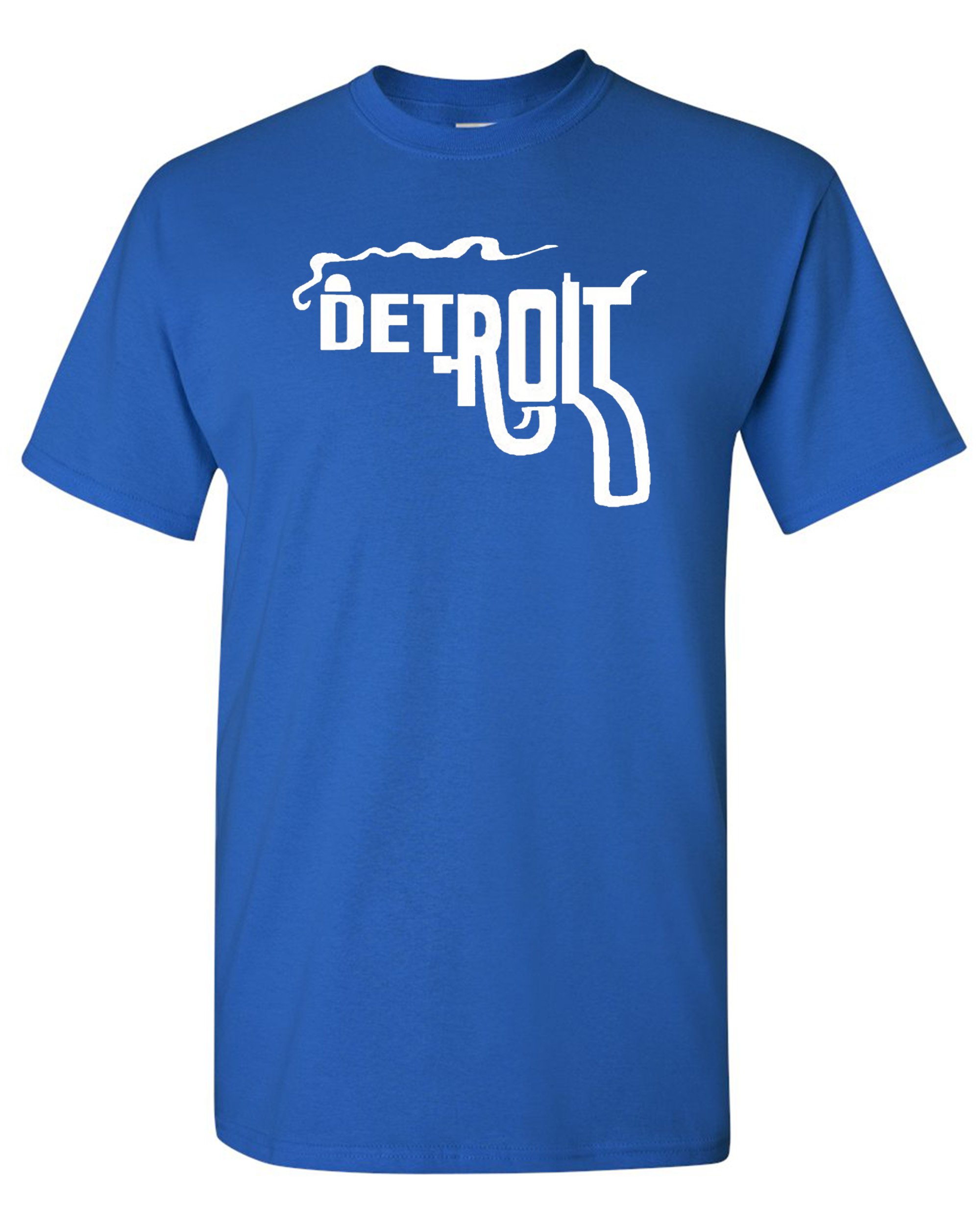 Detroit Smoking Gun Adult Royal Blue T-Shirt - Vintage Style Graphic Tee for Men & Women - Casual Wear, Street Fashion, Gift Idea