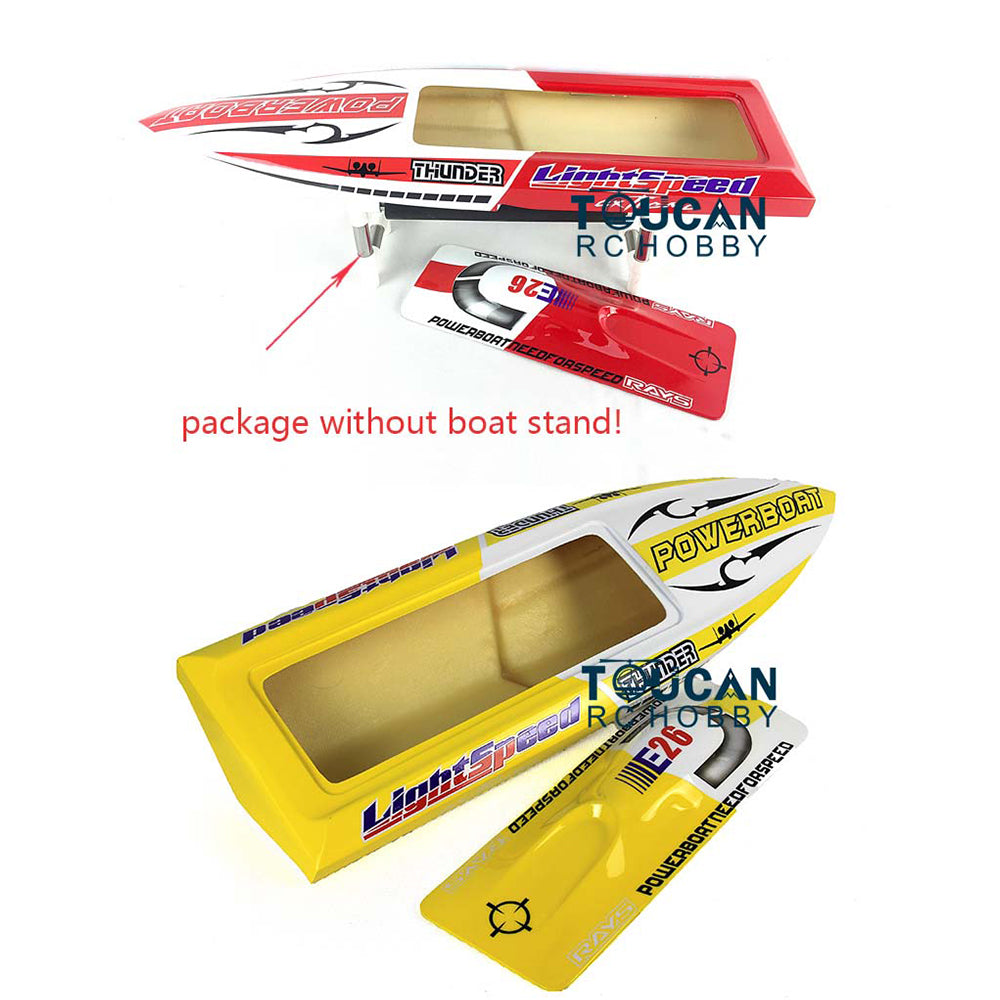 E26 Prepainted Fiberglass RC Boat Hull - 640x195x105mm Red & Yellow Electric Racing Kit for Advanced Players | DIY Model Boat Building, High-Speed Racing, Gift for Hobbyists