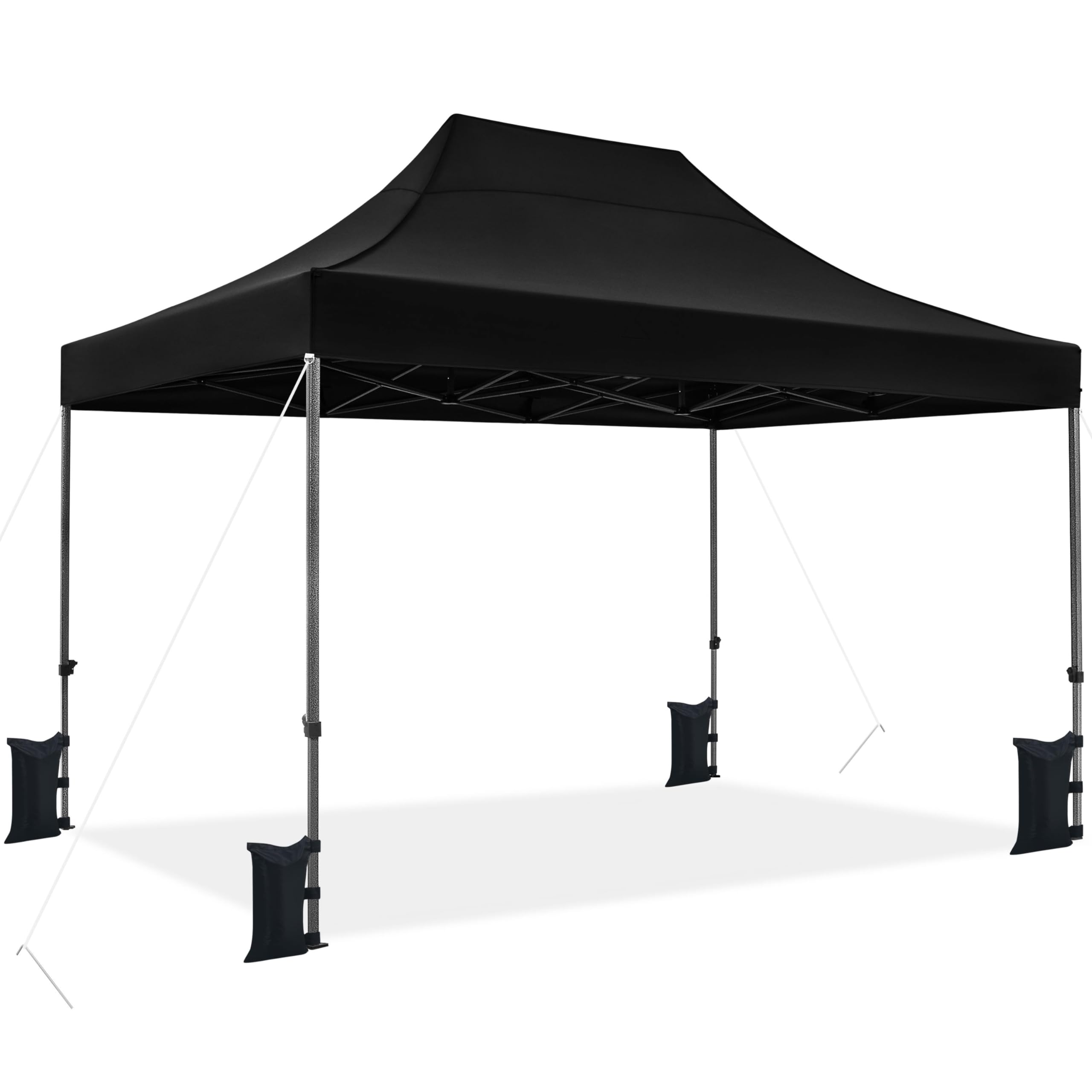 Yaheetech 10x15 Heavy Duty Commercial Pop Up Canopy Tent - Instant Outdoor Shelter with Adjustable Height, Wheeled Carry Bag, 4 Sandbags & 8 Stakes - Perfect for Backyard Parties, Farmers Markets, Camping & Outdoor Events (Black)