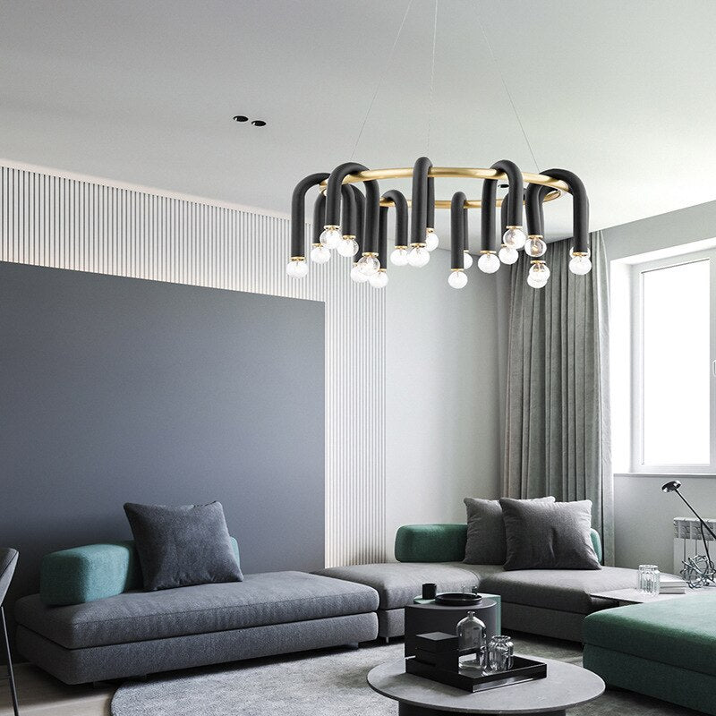 U-Shaped Tube Chandelier - Modern Exclusive Lighting Fixture for Dining Room, Living Room & Bedroom Decor