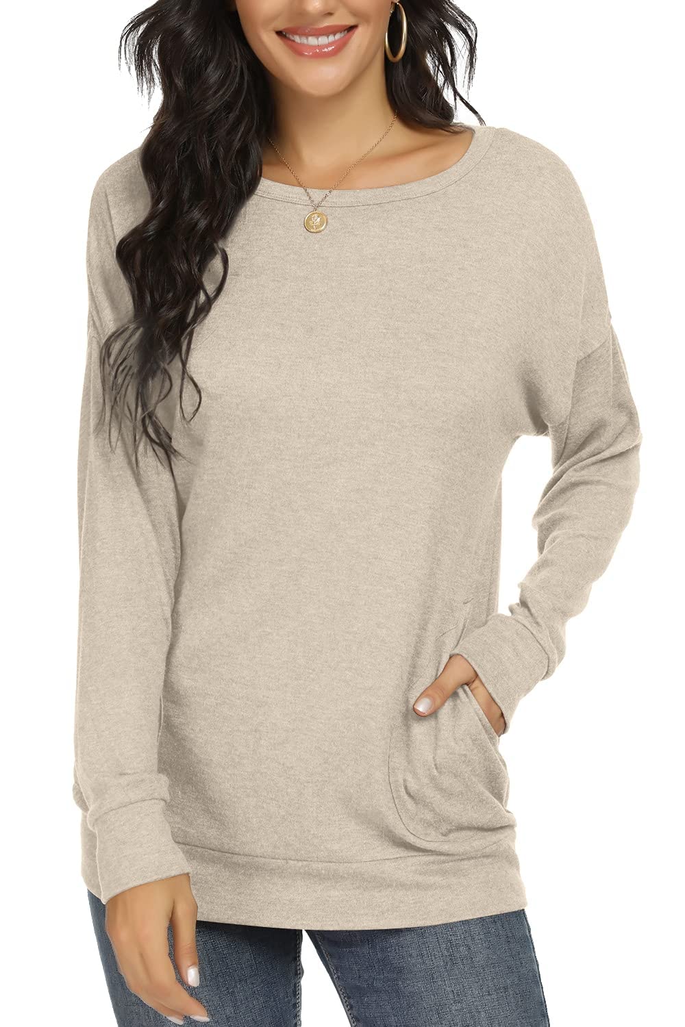 Women's Long Sleeve Casual Tunic Top - Elegant Dressy Blouse with Pockets | Perfect for Office Wear, Date Night & Everyday Fashion