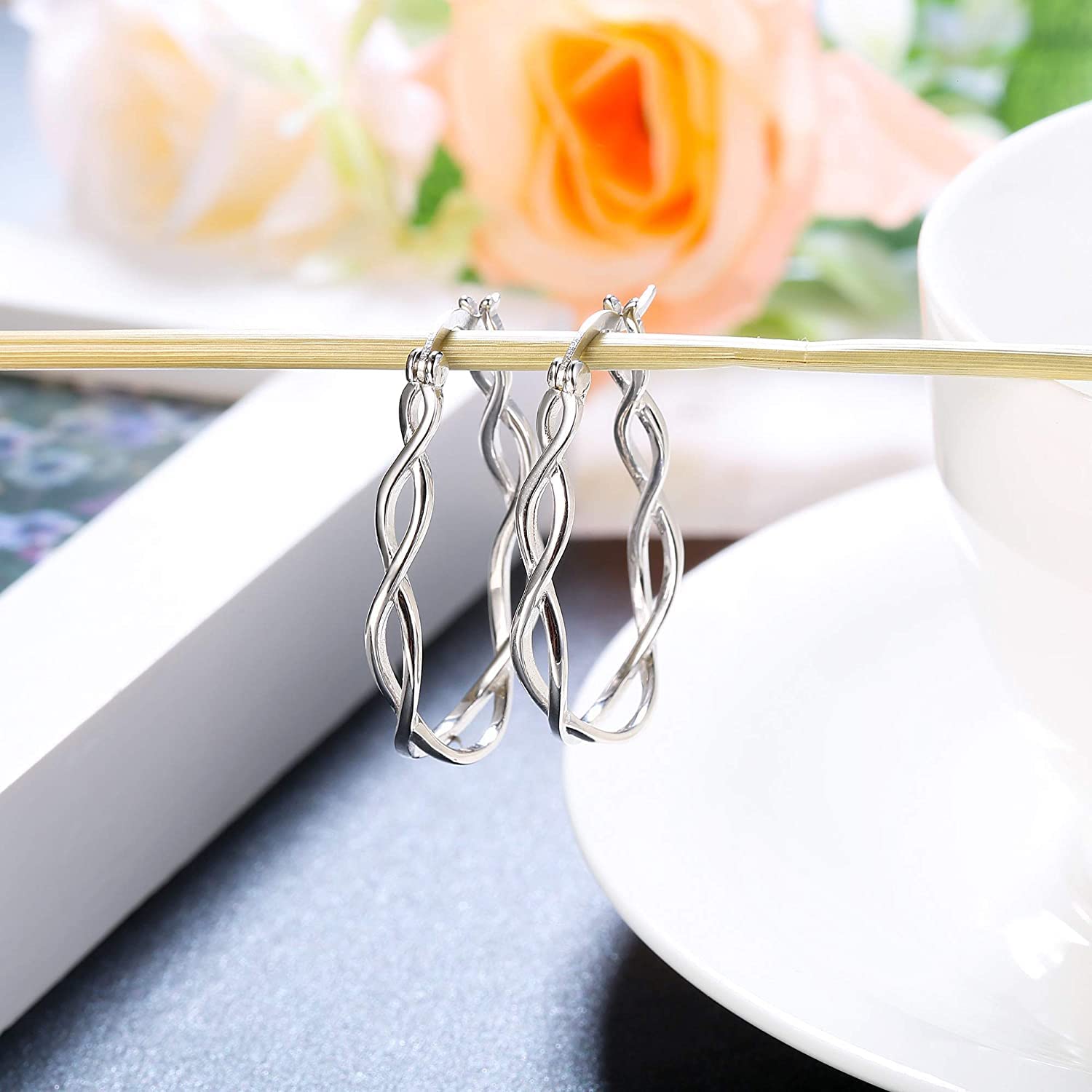 925 Sterling Silver Hoop Earrings for Women - Milacolato Irish Celtic Knot Twist Design, Elegant Dangle Ear Jewelry for Everyday Wear, Gift Giving & Special Occasions
