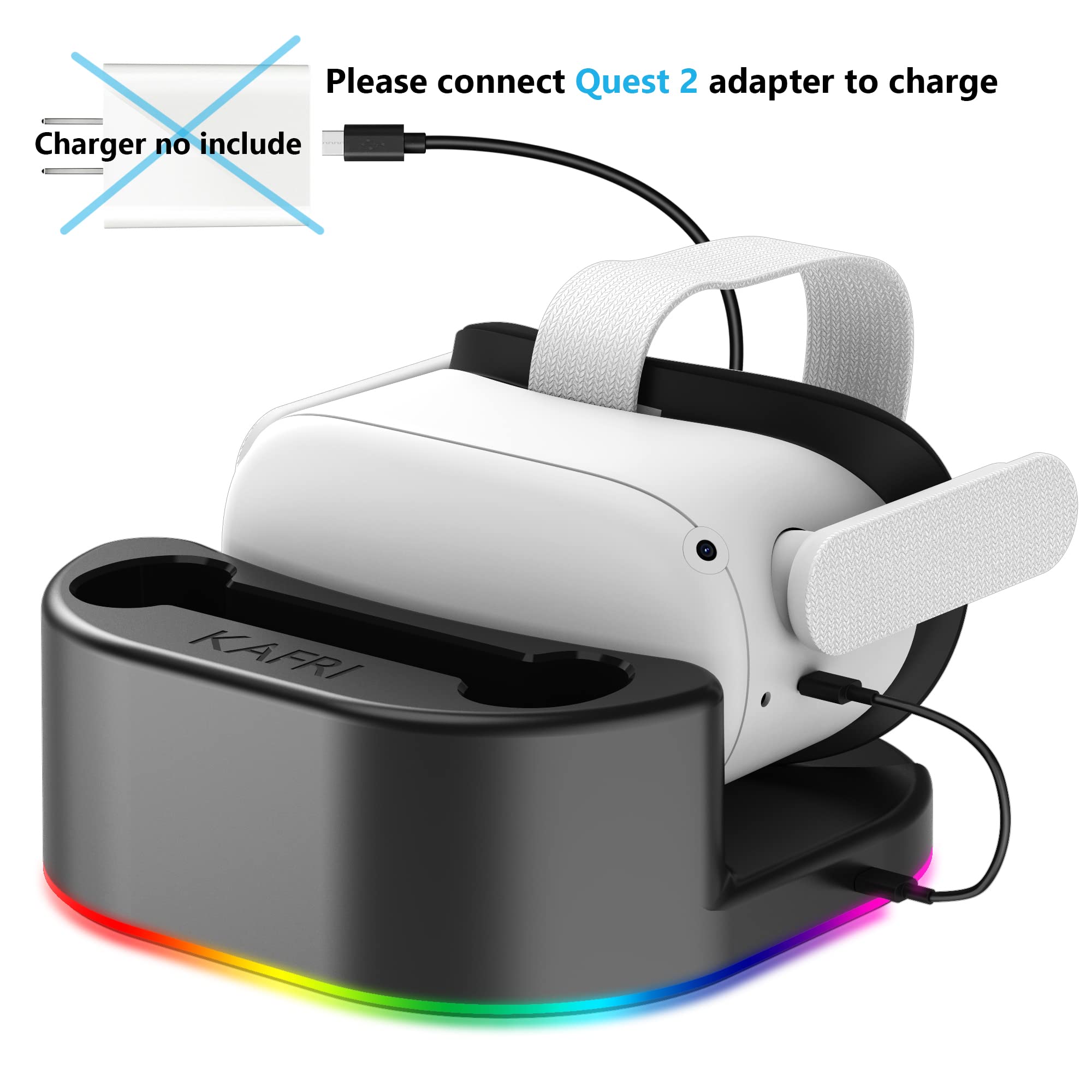 Meta Quest 2 VR Headset Charging Dock with LED Light & Controller Holder - Fast Charging Stand Station for Oculus Quest 2 Accessories - Perfect for Gaming, VR Entertainment & Headset Storage (Black)