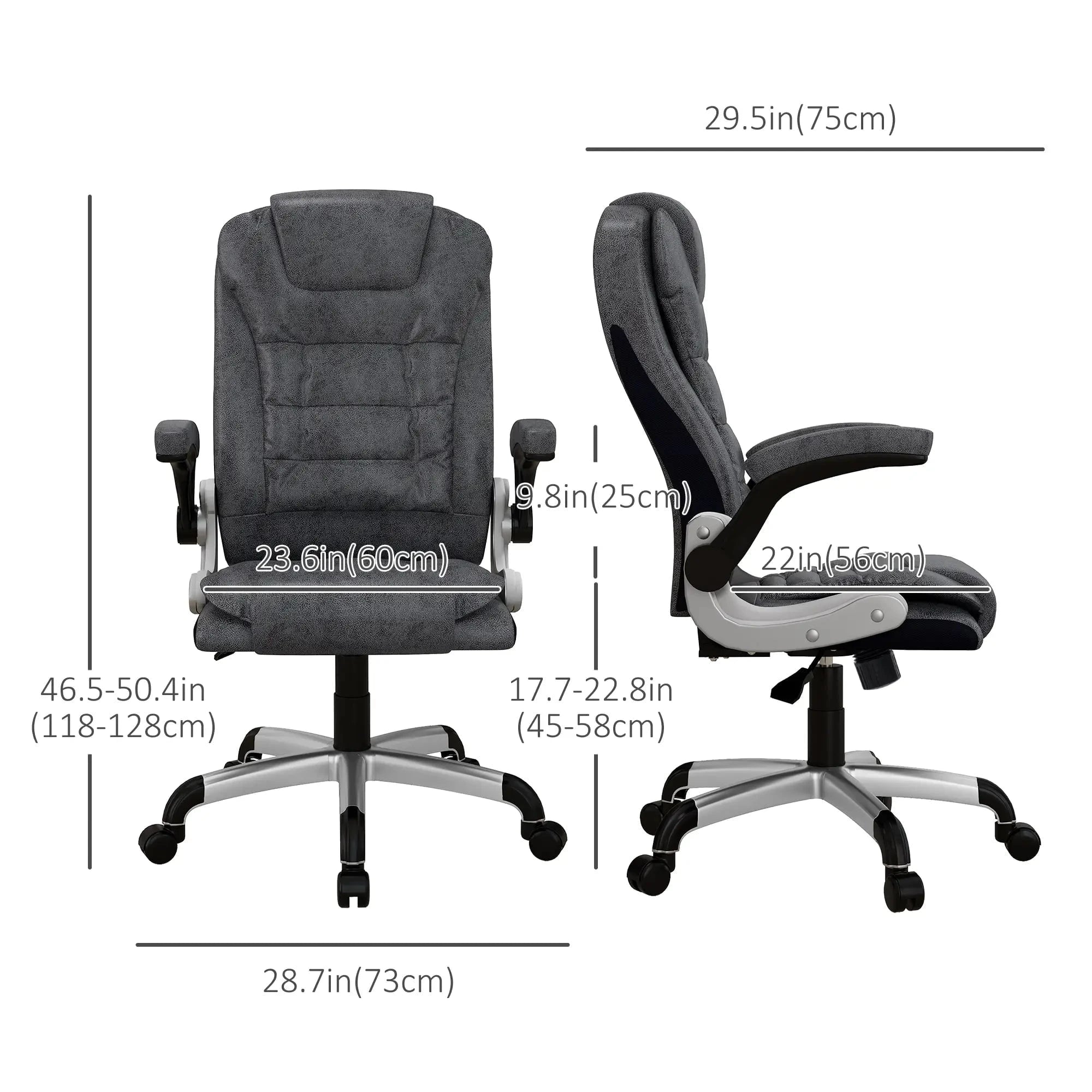 Premium Heavy Duty Microfiber Office Chair - Charcoal Grey - Ergonomic Support for Long Hours, Home & Office Workspace Comfort