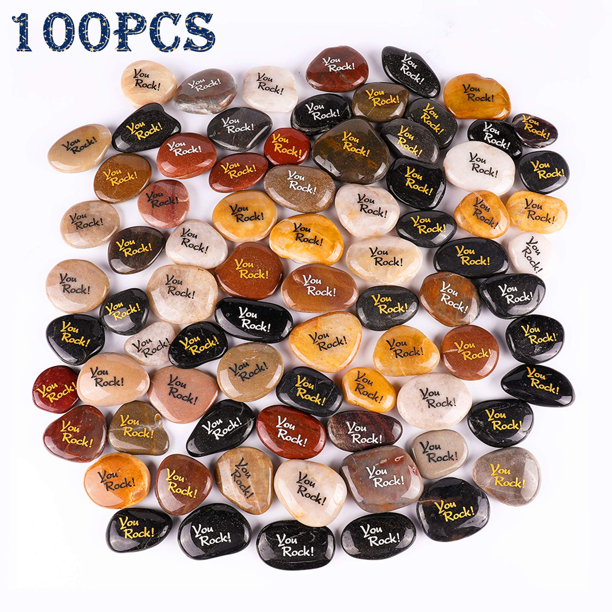 100PCS Inspirational Engraved Rocks - Motivational Stones with 