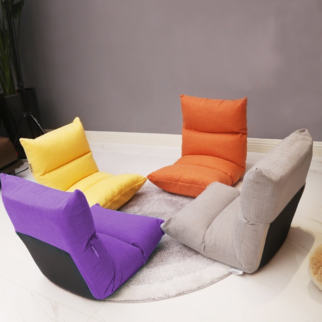 2X Adjustable Floor Recliner Chair - Foldable Lazy Sofa Bed for Gaming & Lounging, Purple - Perfect for Living Room, Bedroom & Dorm Relaxation