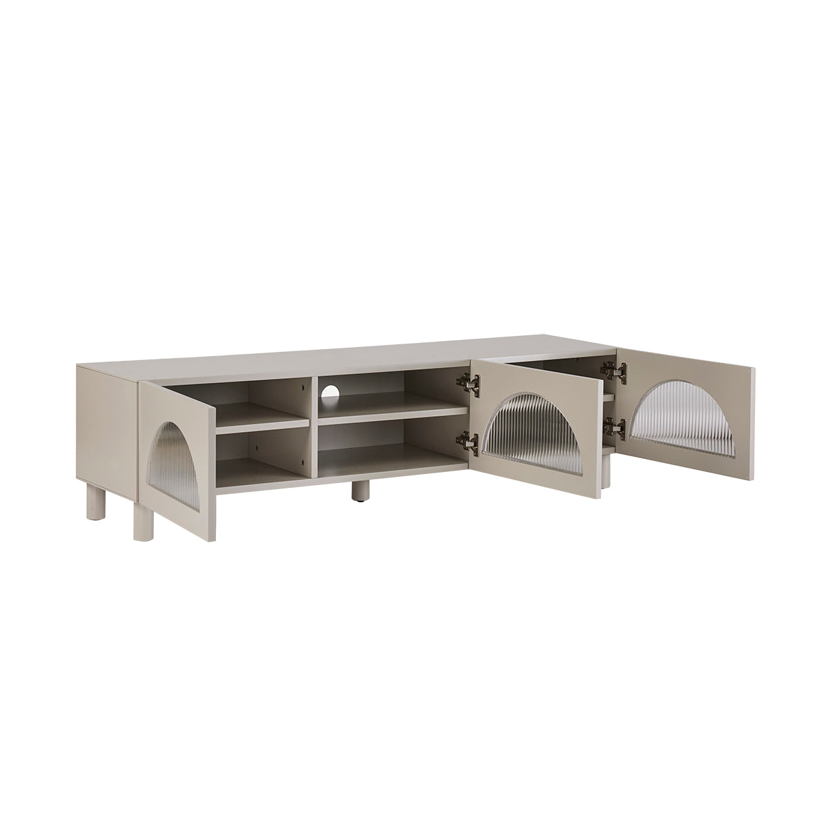 Modern 3-Door TV Stand with Storage - Dawn Mist Entertainment Center for Living Room, Bedroom & Home Theater