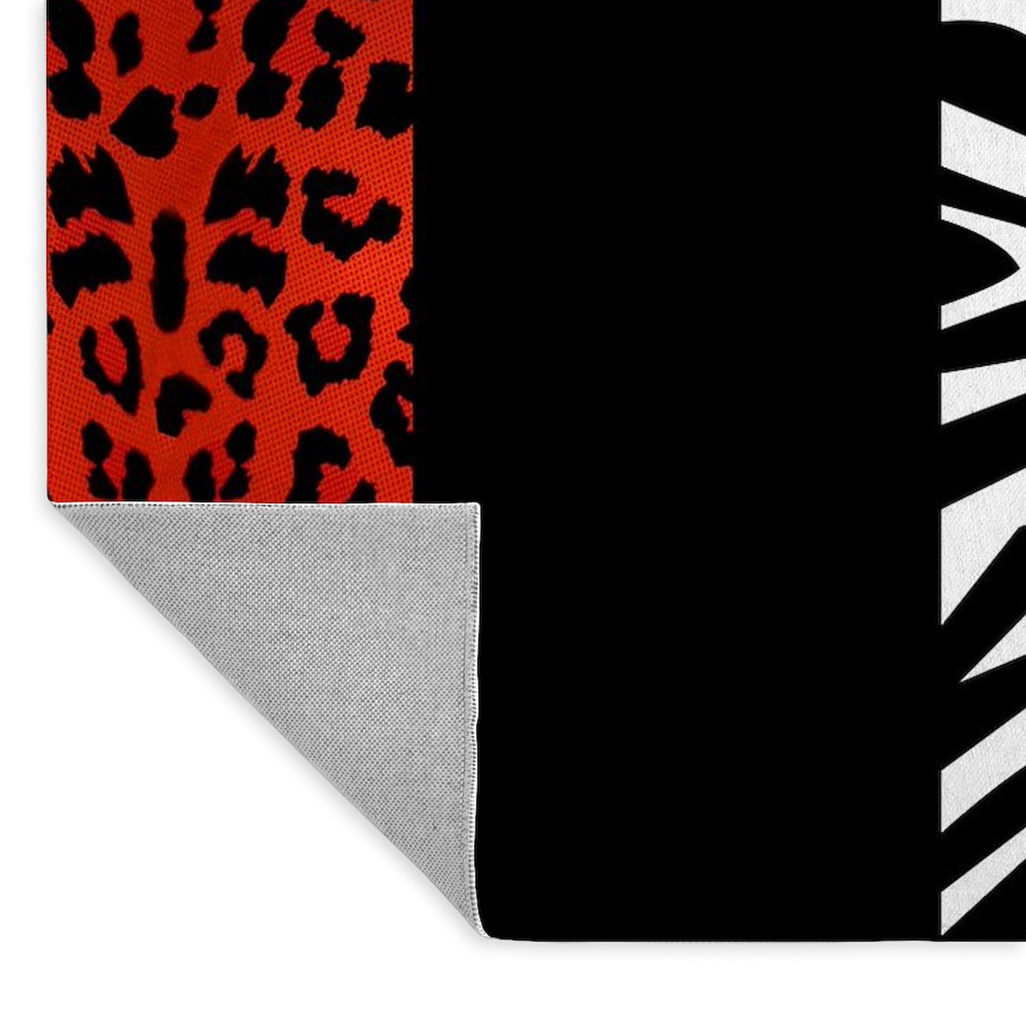 Stylish Red Leopard & Zebra Print Area Rug - Soft Fabric Throw Rug for Living Room, Bedroom Decor - Perfect for Home, Office & Dorm Room