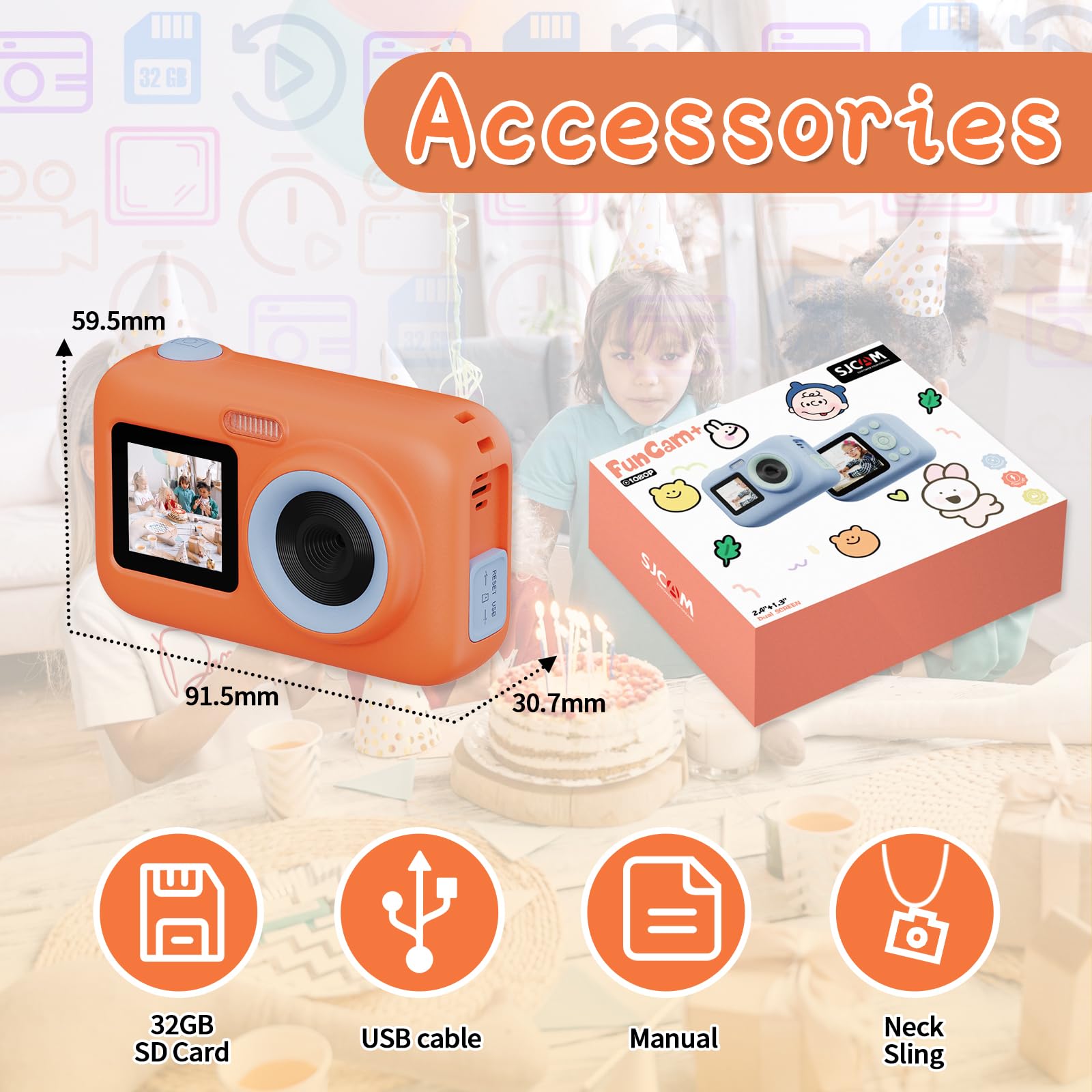 SJCAM Kids Camera Dual Screen - 1080P 44MP HD Digital Video Camera for Children Ages 3-10 | Christmas Birthday Gifts for Boys & Girls | Portable Toy Camera for Toddlers - Perfect for Travel, Outdoor Adventures & Family Moments
