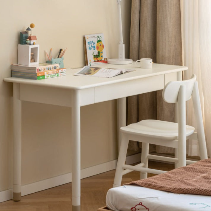 Solid Poplar Wood Kids Height-Adjustable Learning Desk with Cream Drawer - Perfect for Homeschooling, Online Classes & Study Room Organization