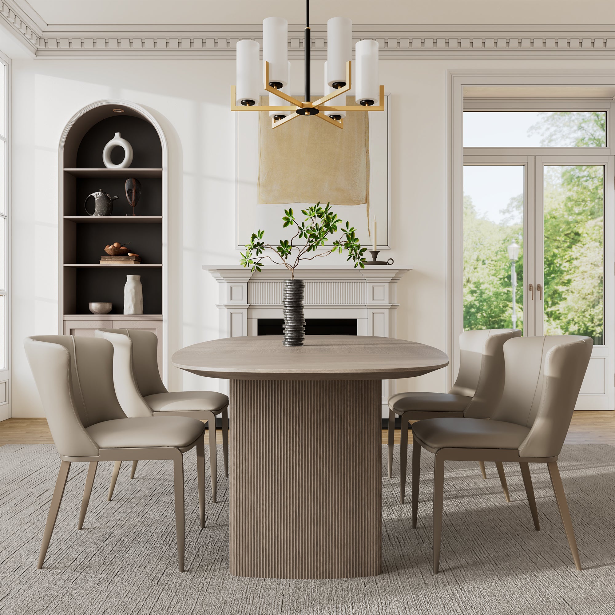 Stella 86.06 Oval Dining Table - 6-Seater Modern Gray Kitchen Table for Dining Room, Perfect for Family Gatherings & Dinner Parties