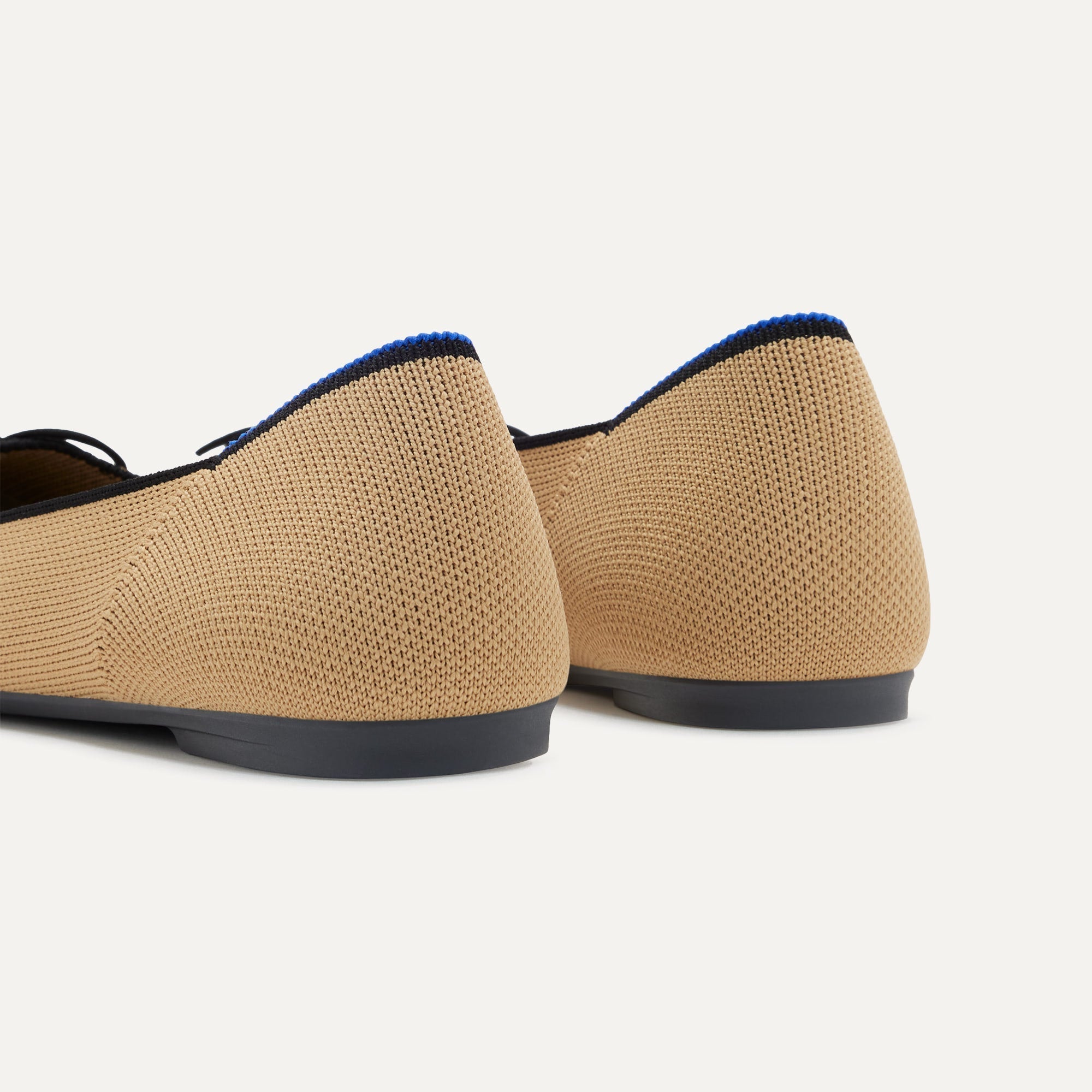 Women's Comfortable Ballet Flats - Beige & Black Soft Leather Loafers for Casual Wear, Office & Everyday Use
