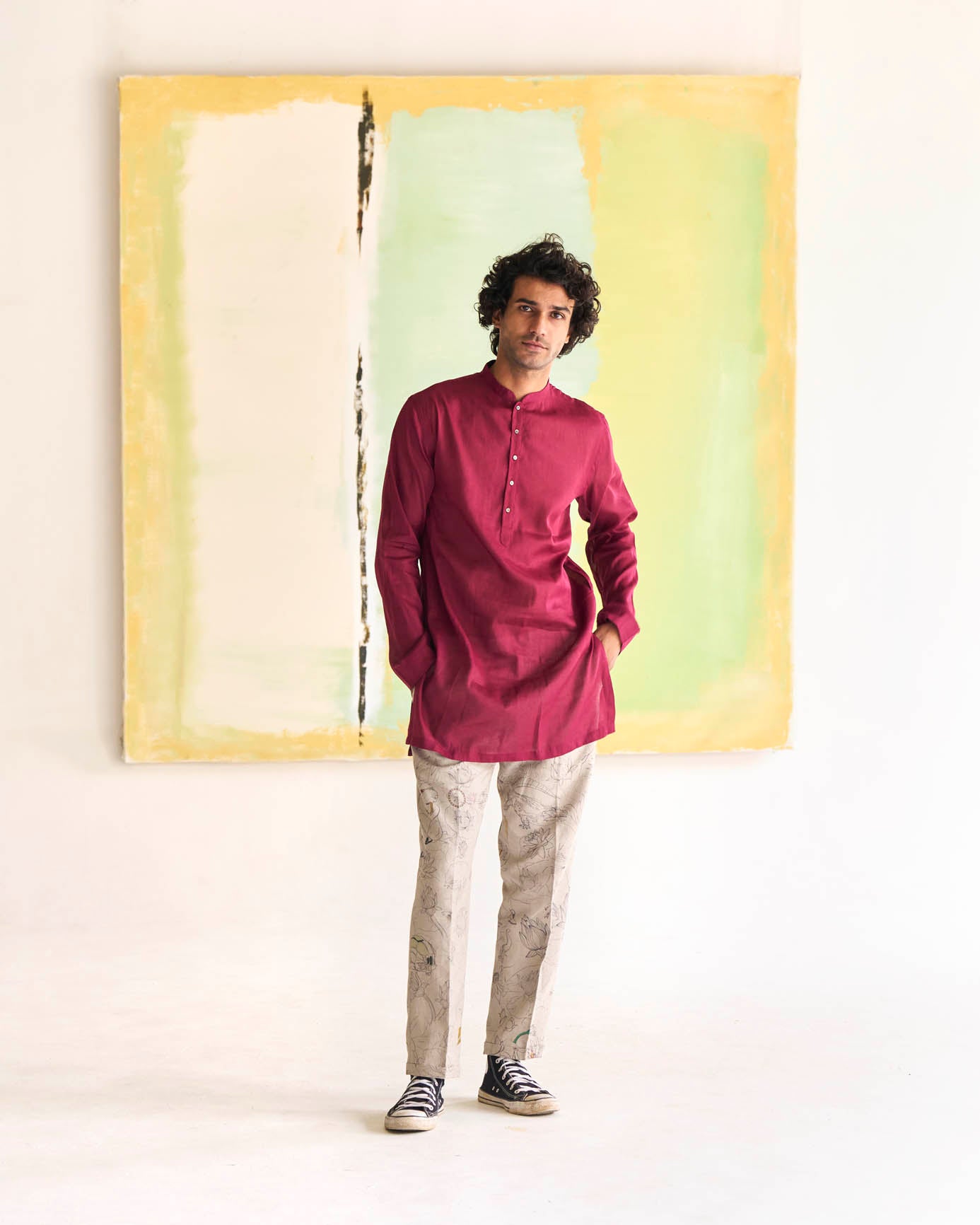 Chhote Miyan Men's Kurta - Premium Voile Linen Blend in Wine Red Color | Traditional Indian Ethnic Wear for Festivals & Weddings