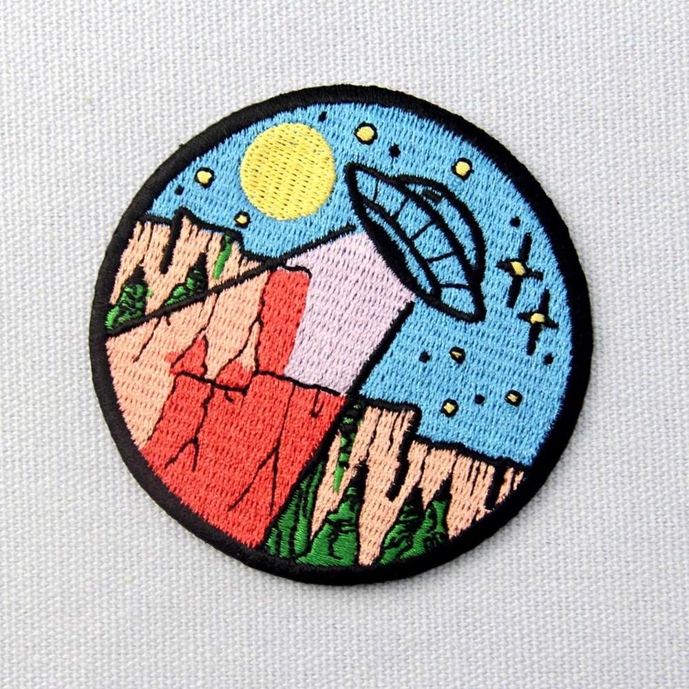 UFO in The Wild Outdoor Patch - Embroidered Iron On & Sew On Applique Emblem for Jackets, Backpacks & Hats | Adventure & Camping Gear Accessories