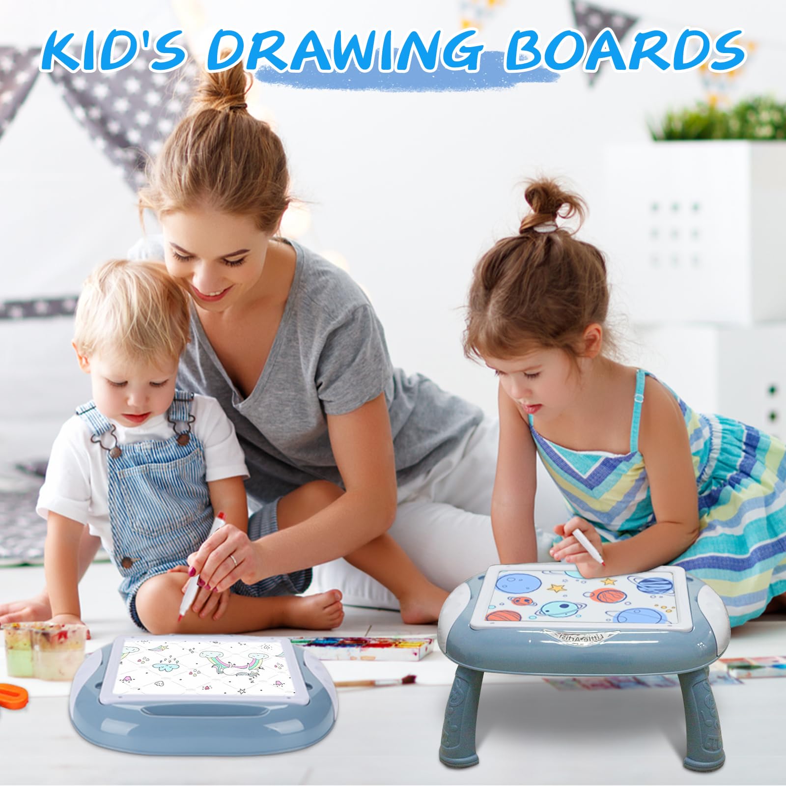 Magnetic Letters & Double-Sided Doodle Board Learning Toys for 1 2 3 Year Old Boys - Toddler Educational Toys with Alphabet Practice & Drawing (Blue) | Perfect for Preschool Learning, Travel Activities & Creative Play