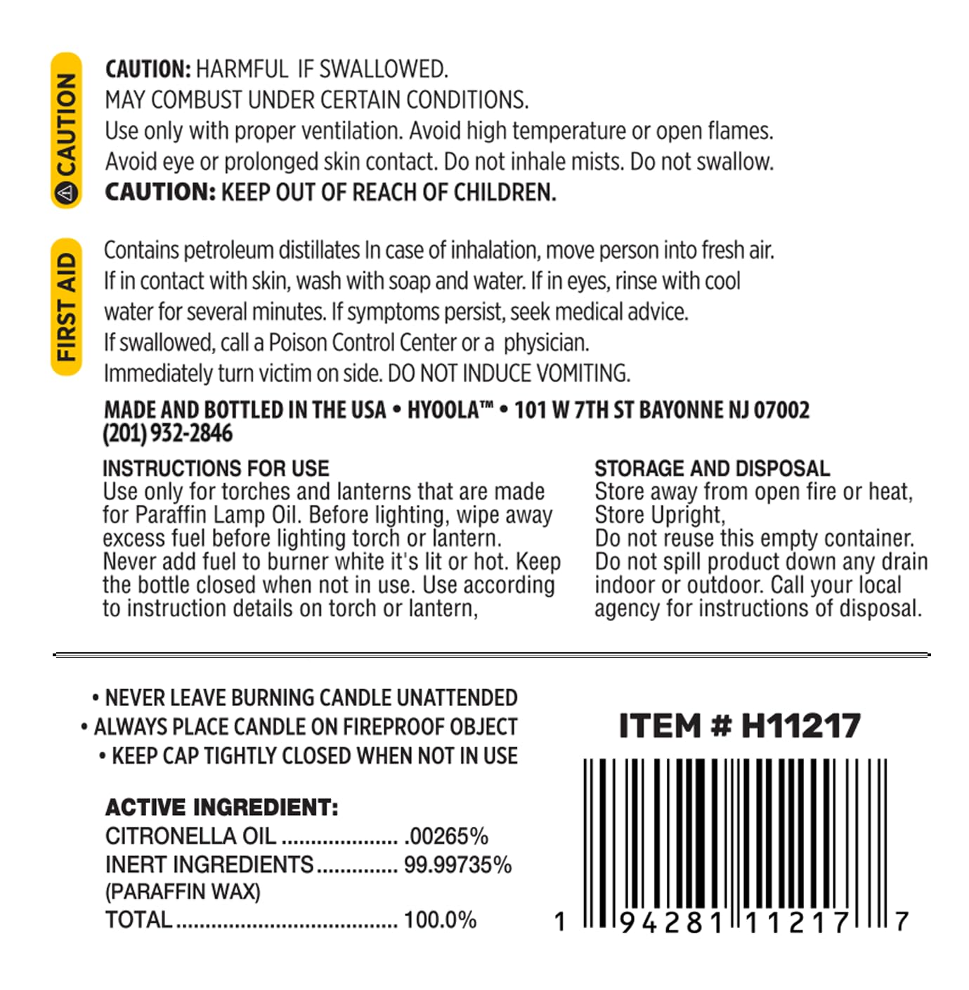Hyoola Citronella Lamp Oil - 67.6 oz (2 Liter) Smokeless Mosquito Repellent for Indoor/Outdoor Use - Perfect for Patio Lanterns, Camping Lights & Oil Candles - Natural Insect Deterrent with Pleasant Scent