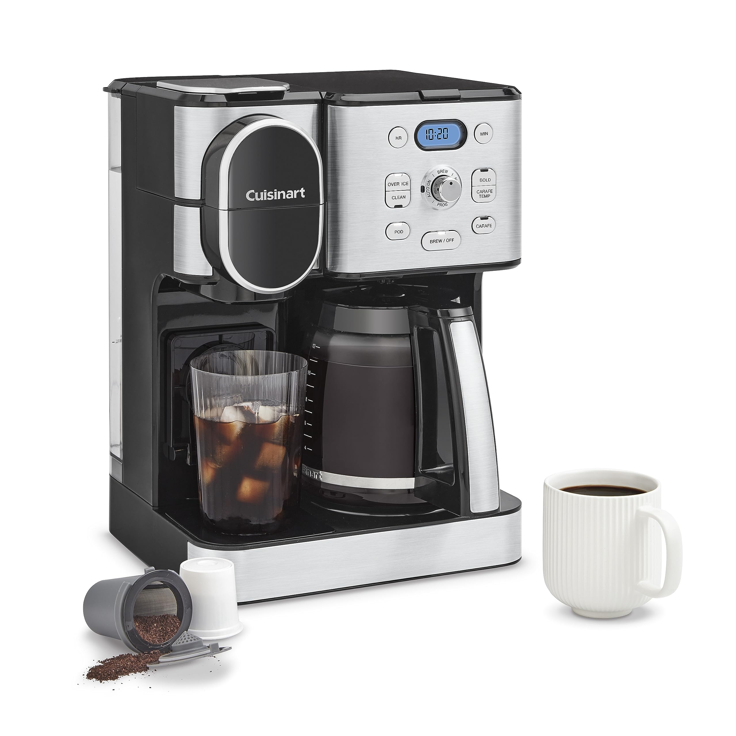 Cuisinart 12-Cup Coffee Maker with Glass Carafe - Automatic Hot & Iced Coffee Brewer, Single Serve Stainless Steel (SS-16) - Perfect for Home, Office & Entertaining