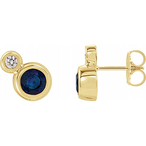 Blue Sapphire and Diamond - 0.03 Ctw,Size-3 mm