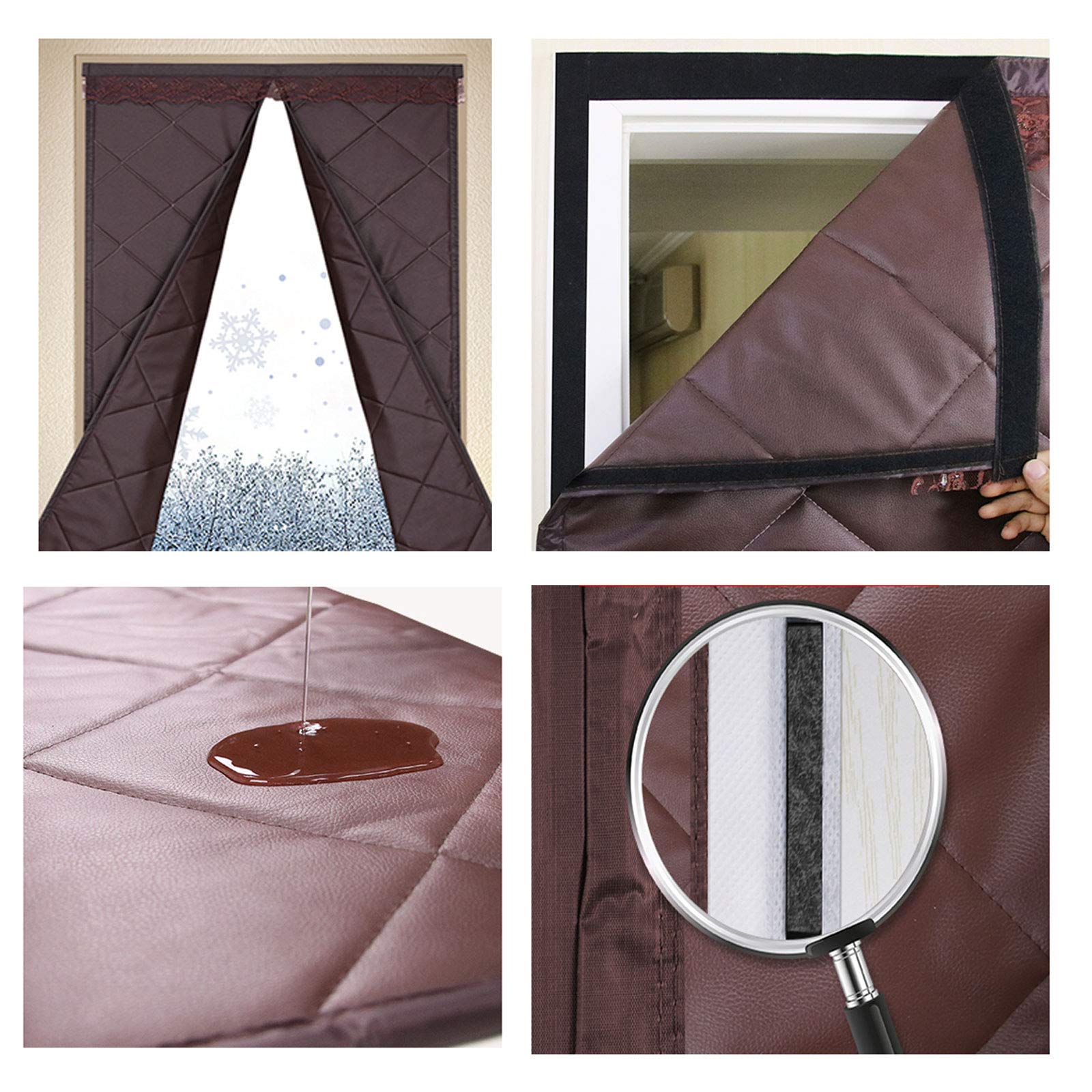 60x95 Inch Magnetic Thermal Insulated Door Curtain - Heavy Duty Winter Cotton Insulation with Electromagnetic Shielding & Noise Reduction | Waterproof, Hands-Free Design for Home, Office & Warehouse Use