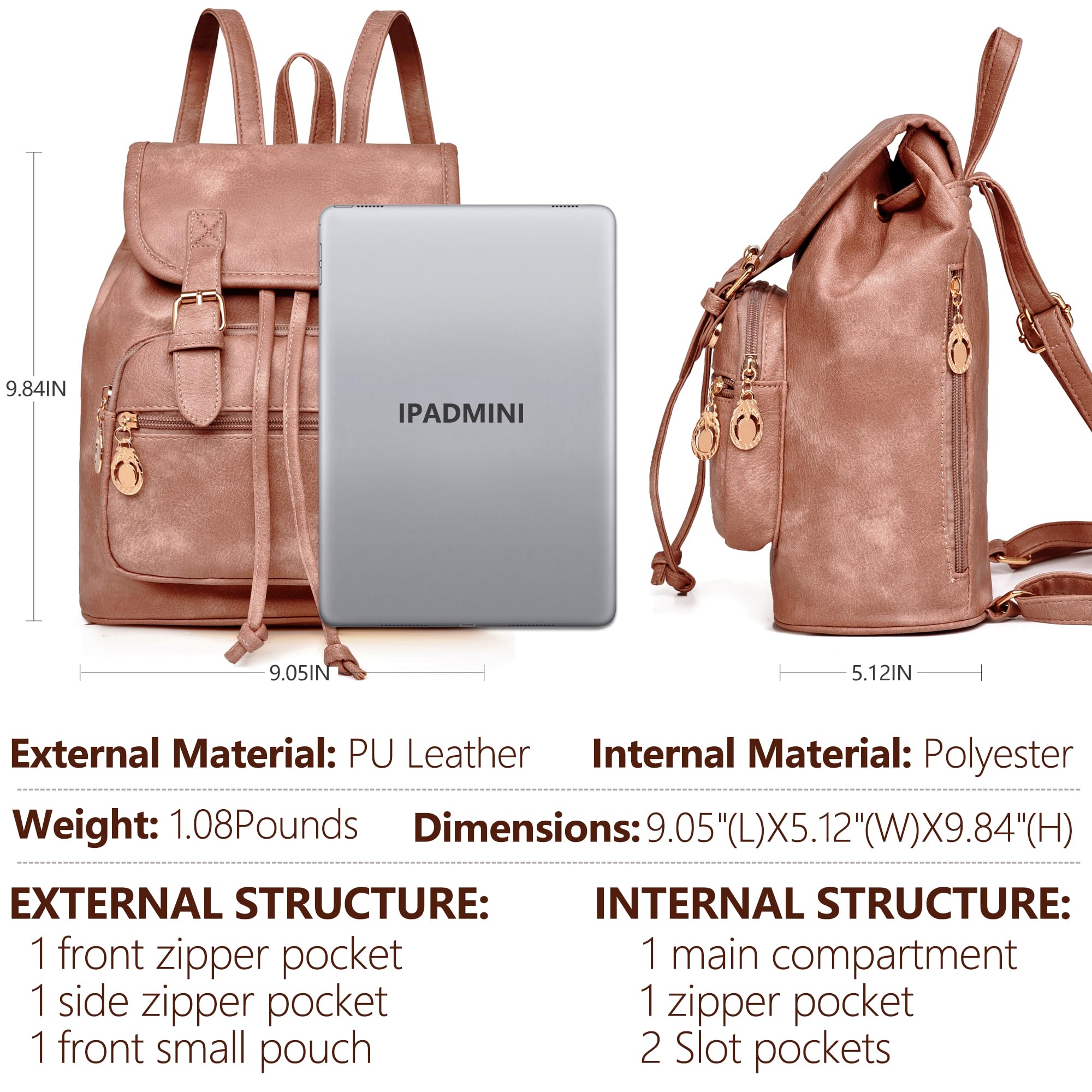 Mini Leather Backpack Purse for Women - Lightweight Small Daypack Shoulder Bag, Fashionable Travel & Everyday Use
