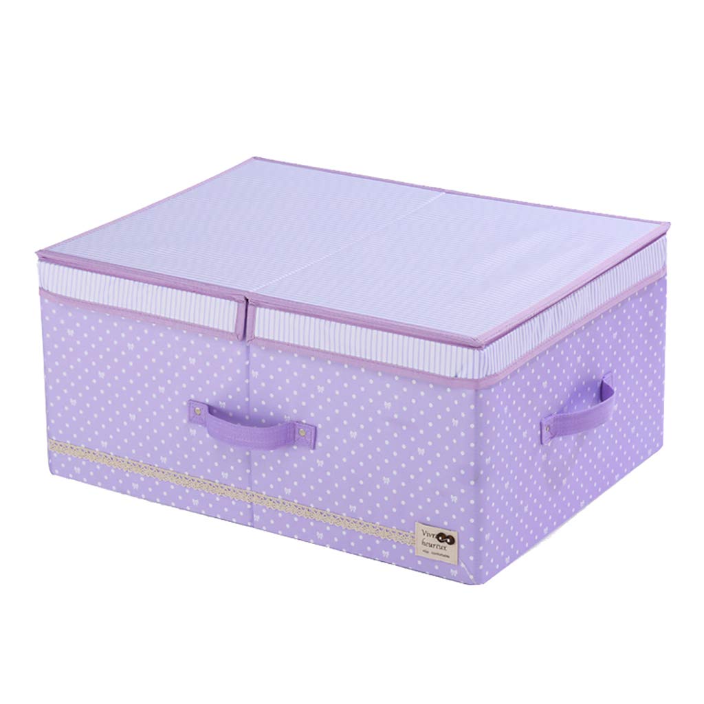 Foldable Fabric Storage Bin with Handles - Dust Proof Closet Organizer for Clothes, Bedroom & Home - Purple Storage Box (54x42x26cm) - Perfect for Seasonal Clothing Storage, Toy Organization & Underbed Storage Solutions