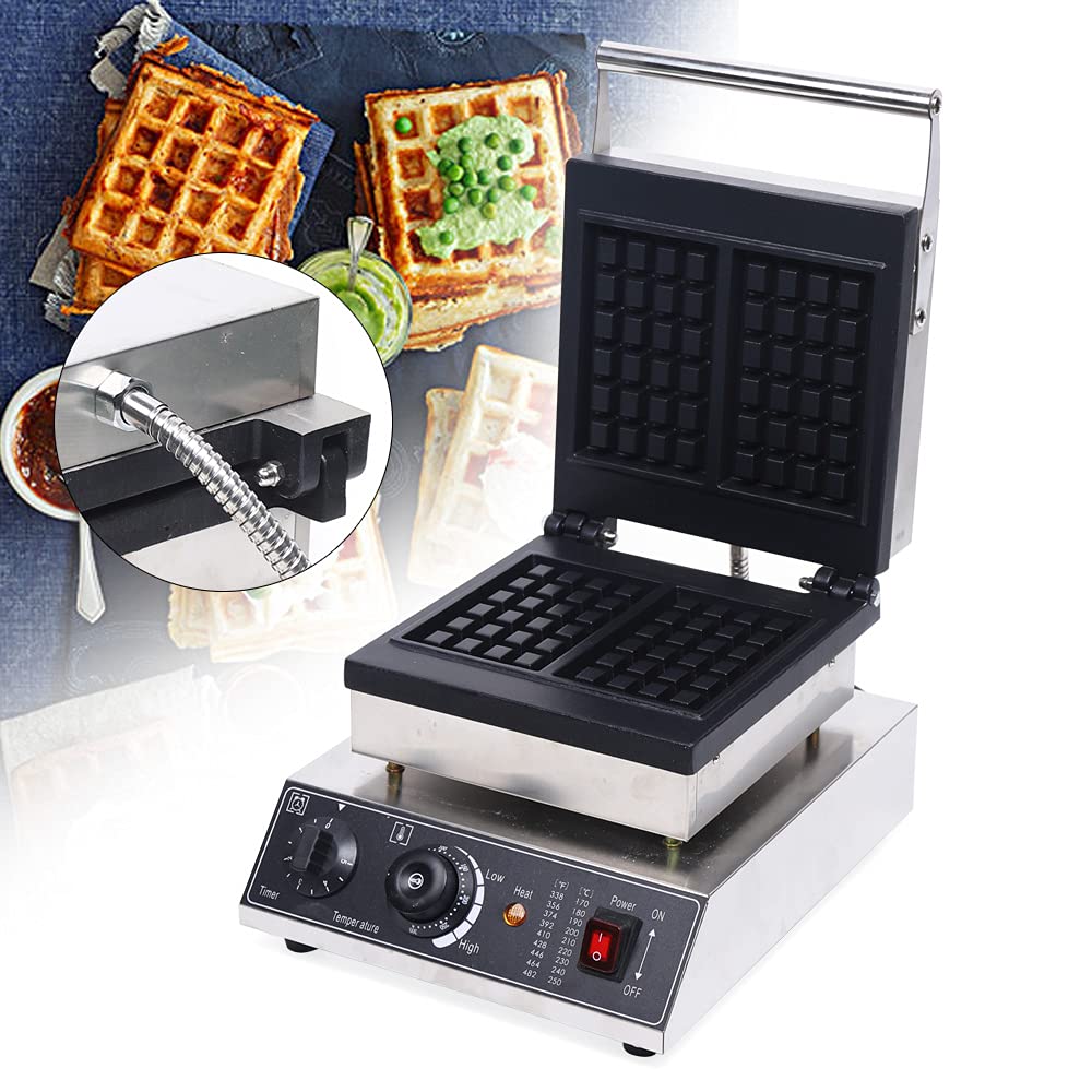 Commercial Waffle Maker Machine - Non-Stick Stainless Steel Belgian Waffle Iron with Temperature & Time Control - Perfect for Bakeries, Cafes, Restaurants & Home Breakfast (2 Pack)