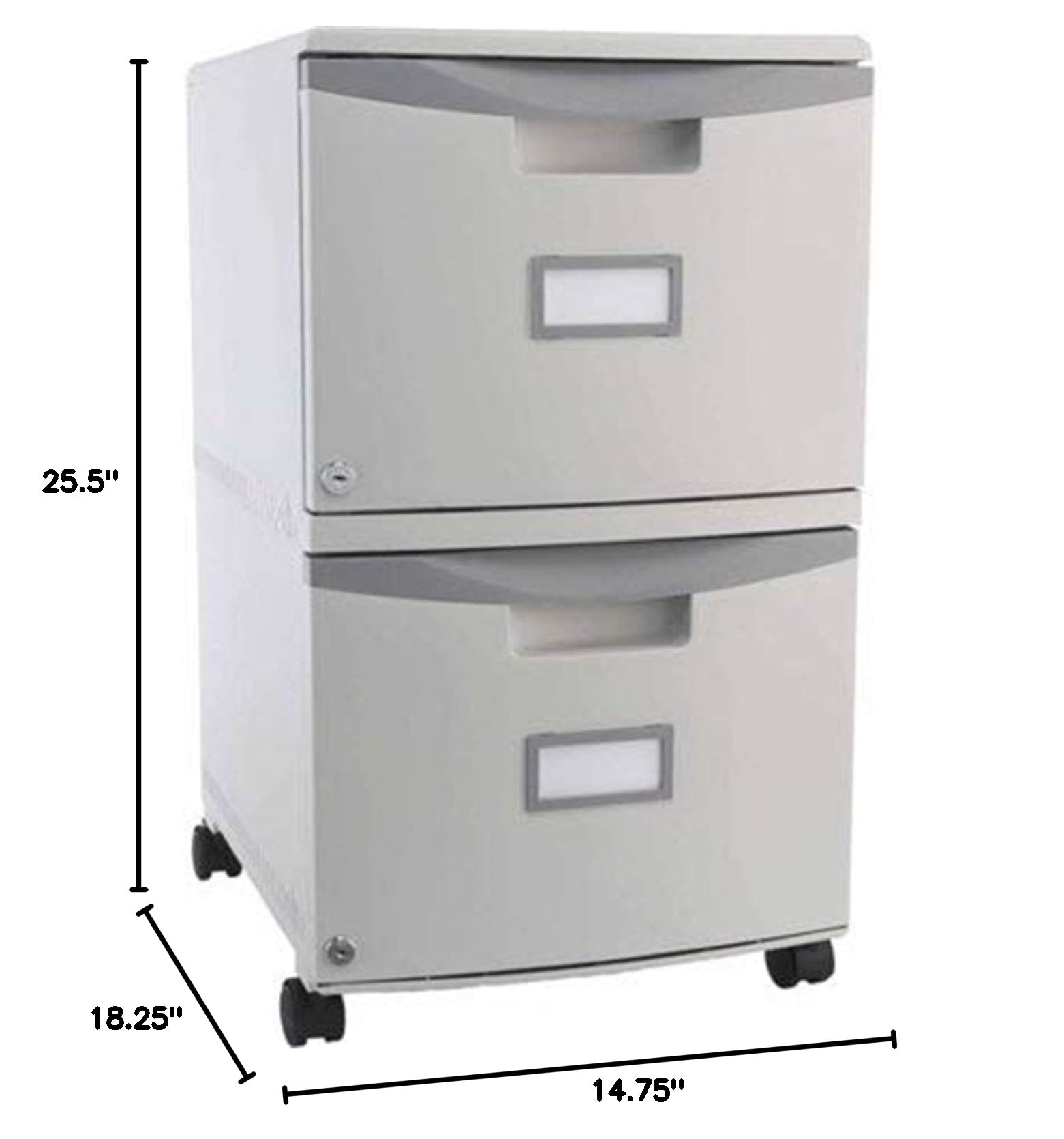 Storex 2-Drawer Locking Mobile File Cabinet - Legal & Letter Size, Gray (61301B01C Replacement) - Perfect for Office, Home & School Organization