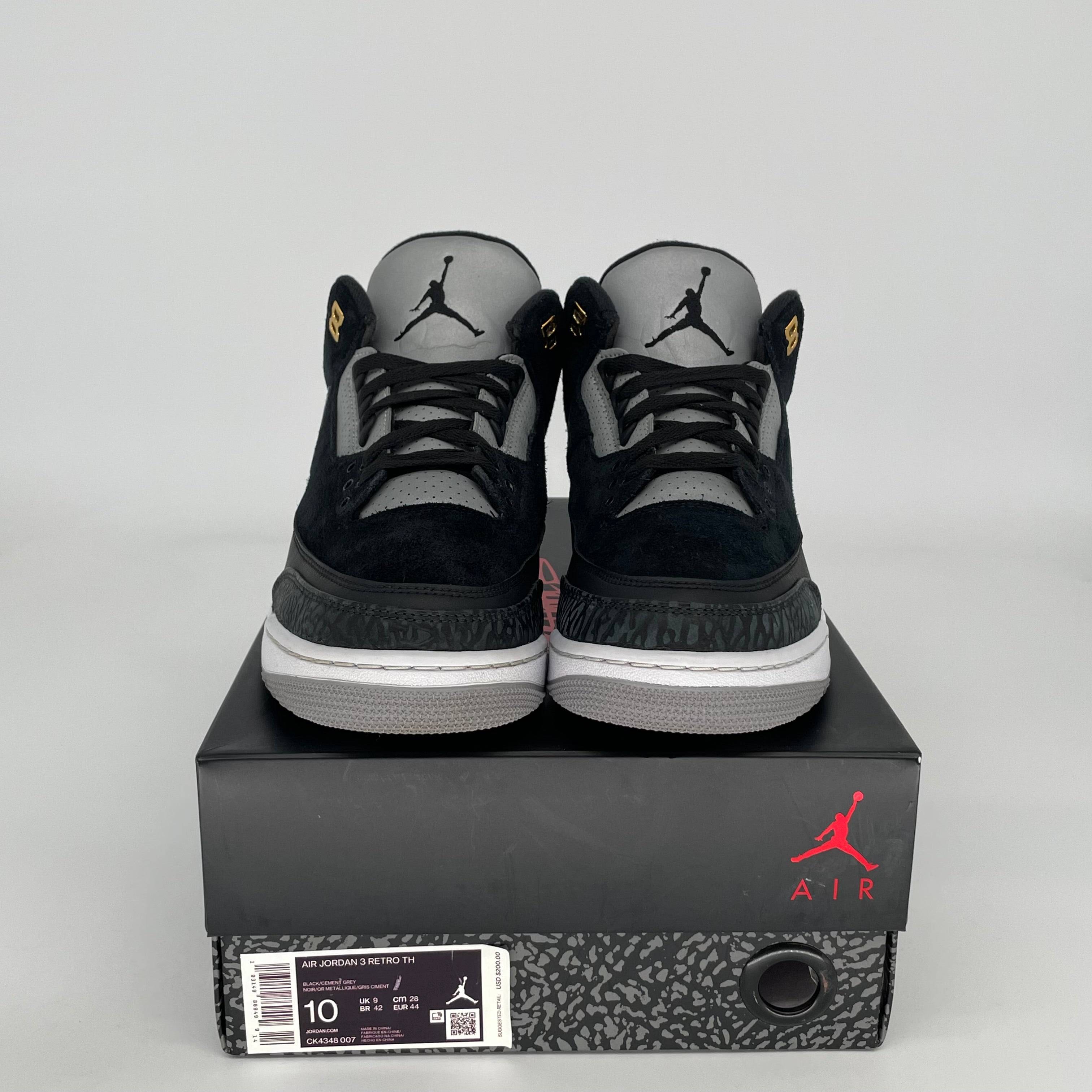 Original Air Jordan 3 Tinker Black Cement Gold Men's Basketball Shoes Size 10 (CK4348-007) - Retro Sneakers for Streetwear & Basketball Games