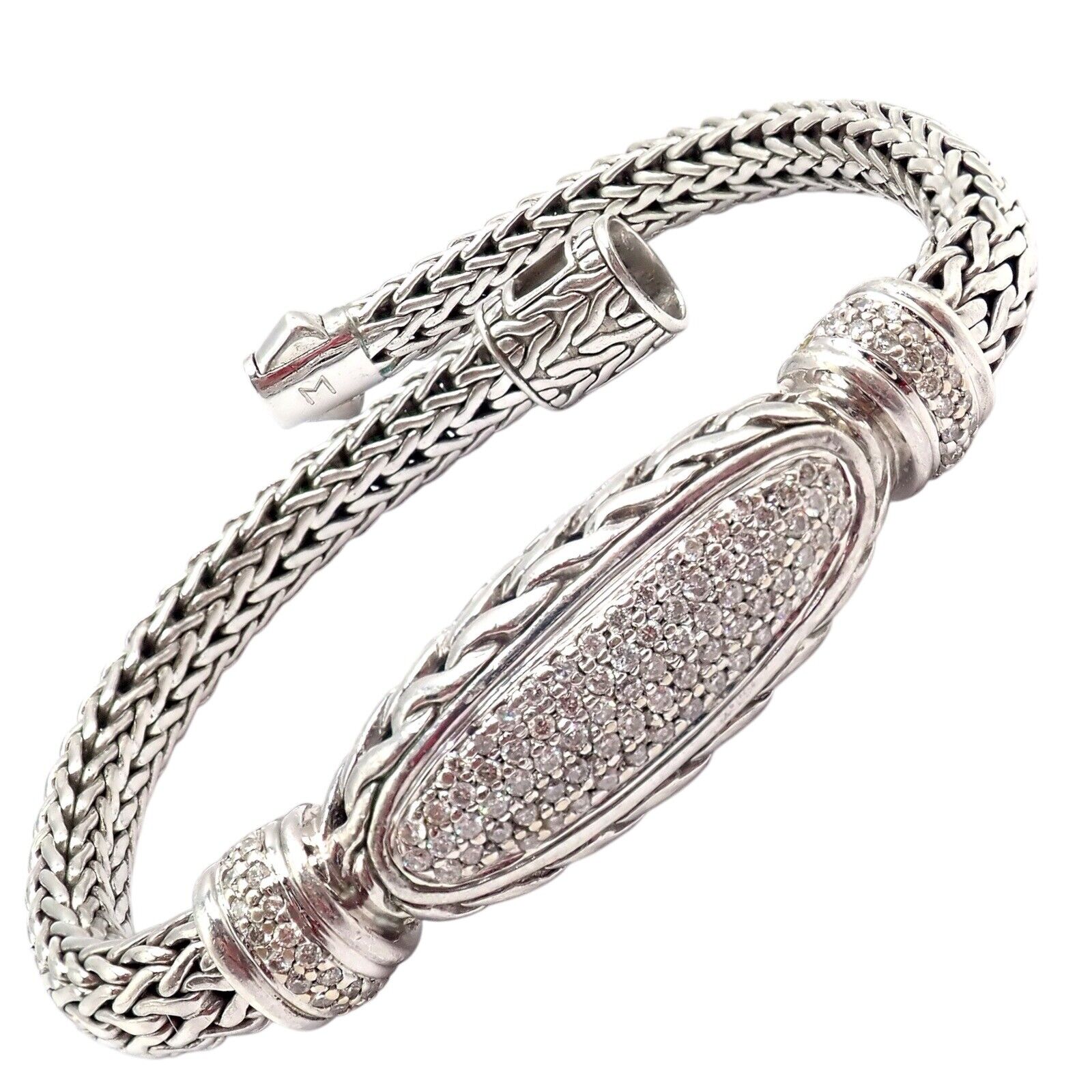 Authentic John Hardy Sterling Silver 18k Gold Plated 1 Carat Diamond Bracelet for Women - Size M - Perfect for Weddings, Anniversaries & Special Occasions