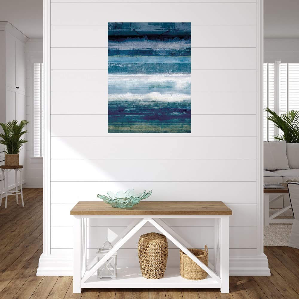 Indigo Stridation Canvas Wall Art - Handmade Fine Art Painting by Willowbrook - 24x32 Inches - Ready to Hang - Perfect for Living Room, Bedroom, Office Decor - Modern Home & Interior Design Wall Decor