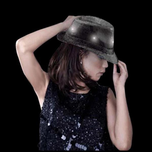 LED Sequin Fedora Hat for Adults - Black Light Up Party Hat for Halloween, Raves & Costume Events - Glow in the Dark Fashion Accessory