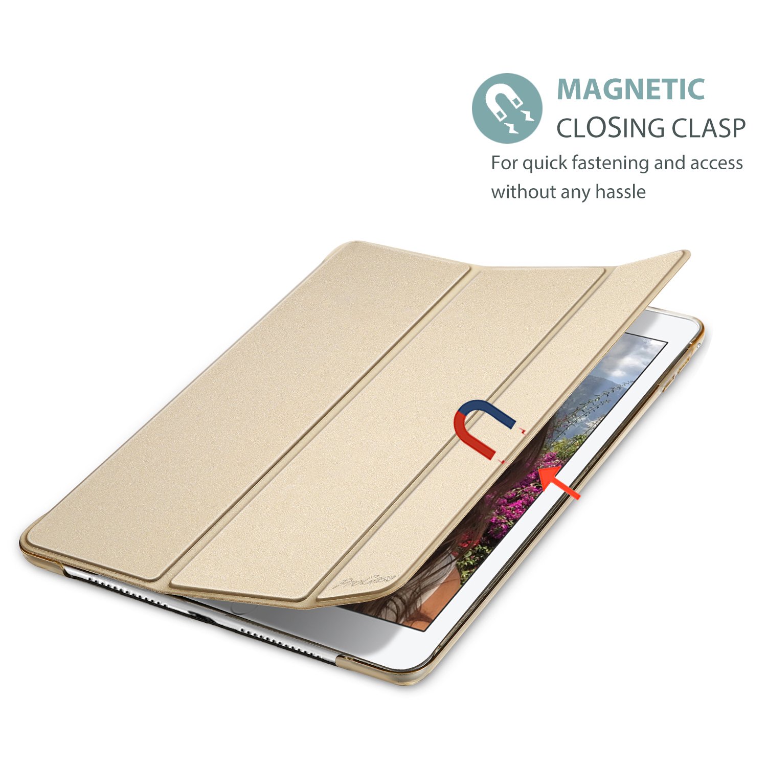 ProCase Ultra Slim Lightweight Smart Case for iPad Mini 4 (2015 Model A1538/A1550) - Translucent Frosted Back Cover with Stand Feature - Perfect for Work, Travel & Home Use - Gold