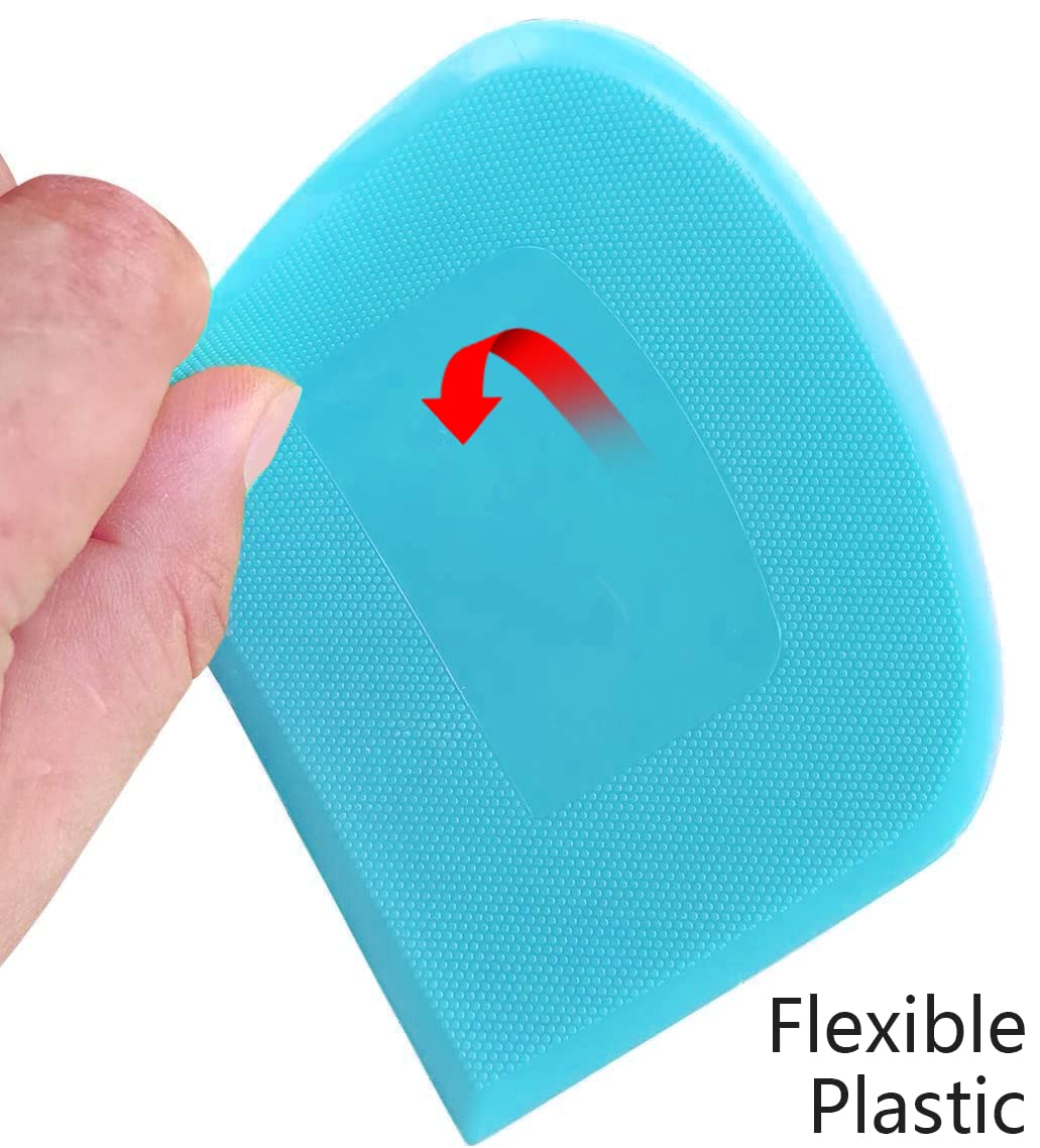 ALLTOP Flexible Plastic Bowl Spatula & Bench Scraper Set (2-Piece) - White & Blue - Multipurpose Kitchen Tool for Baking, Pastry, Bread Dough, Cake Decorating & Fondant Icing - Perfect for Home Bakers & Professional Chefs