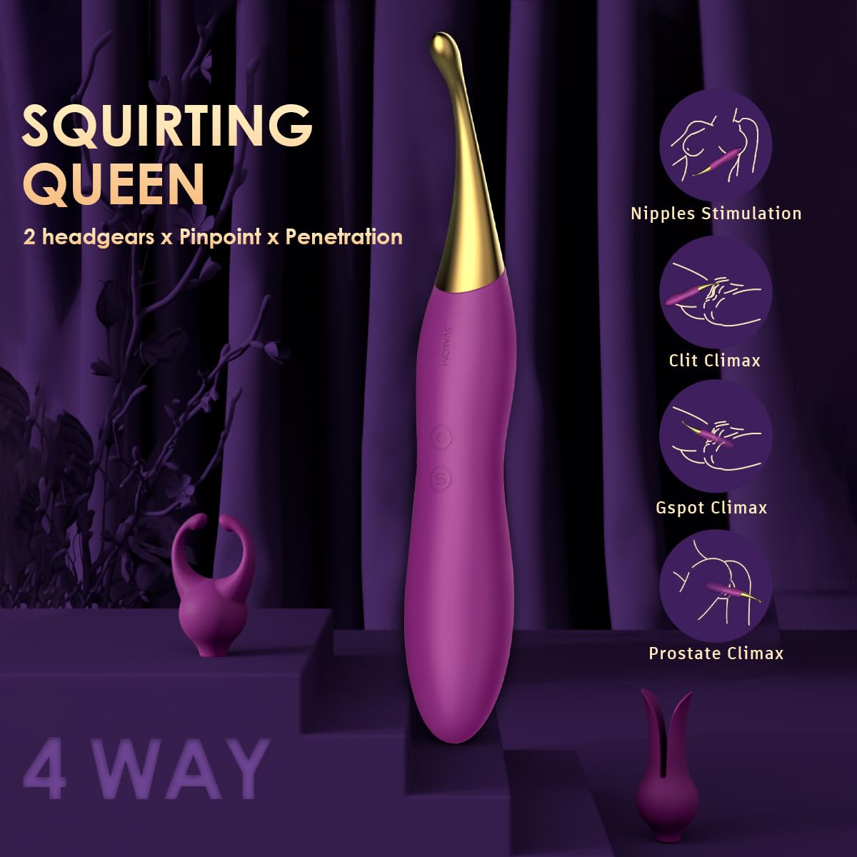 Premium SVAKOM Clitoral & G-Spot Vibrator for Women - Dual Silicone Head Rechargeable Adult Toy with Nipple & Anal Stimulation - High Frequency Personal Massager for Solo Play & Couples Intimacy - Perfect for Sensory Exploration & Enhanced Orgasmic Pleasure