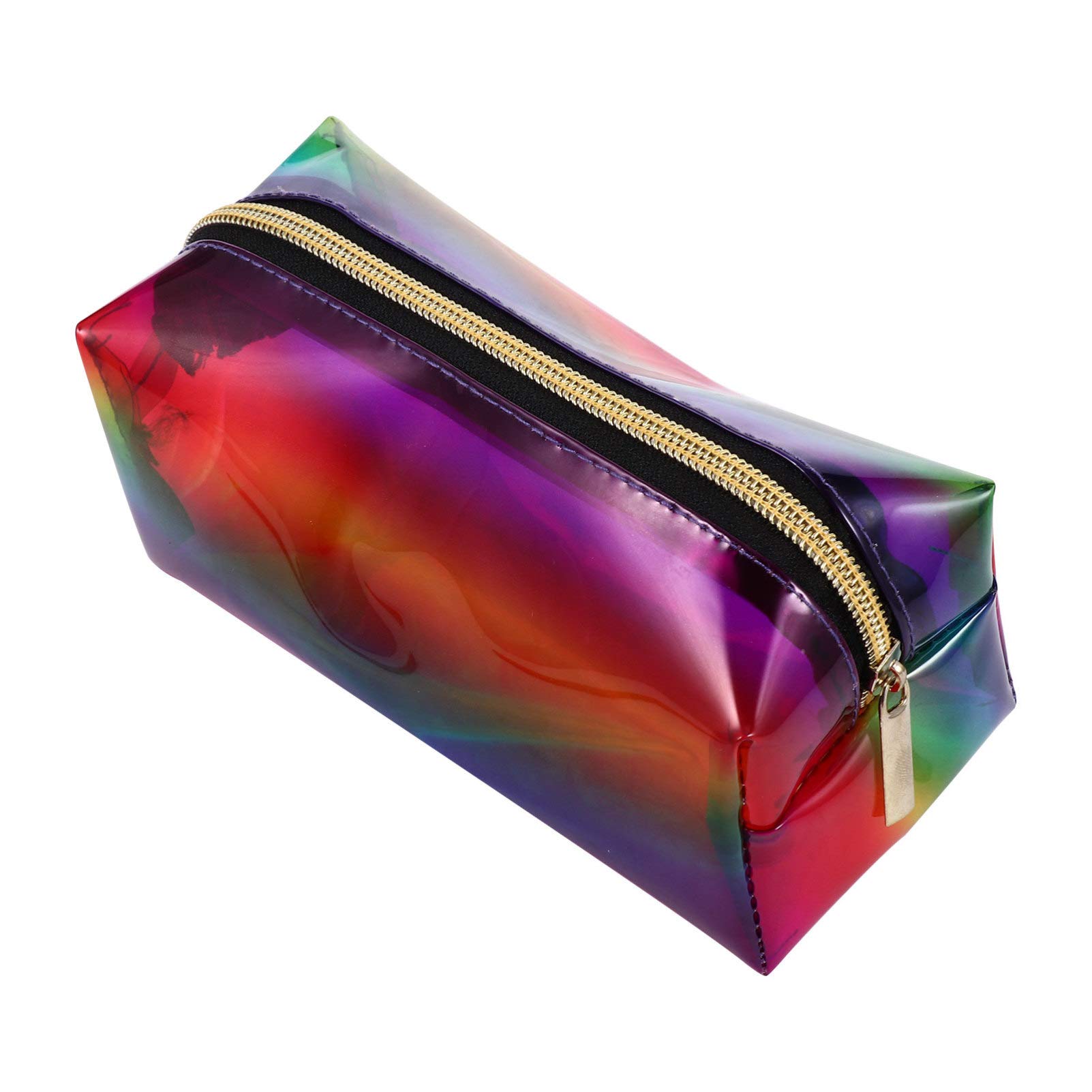 VALICLUD Holographic Makeup Pouch - Clear Iridescent Cosmetic Bag for Women & Girls, Waterproof Travel Toiletry Organizer & Pencil Case - Perfect for School, Gym, Travel & Daily Essentials Storage