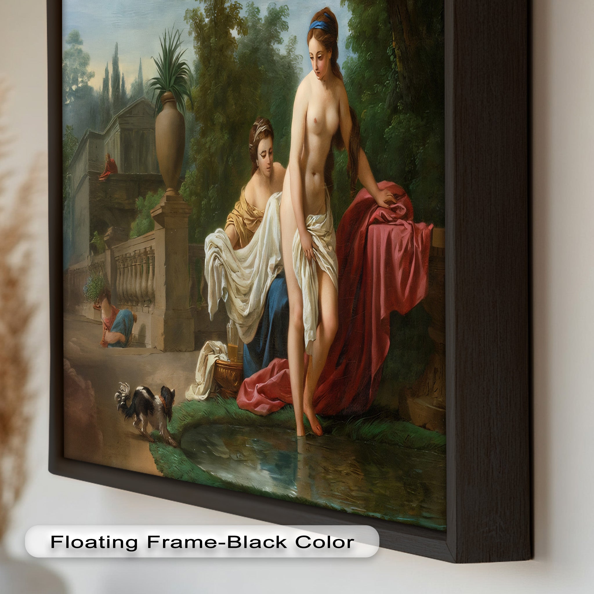 Neoclassical Elegance Oil Painting - Garden Bathing Scene Artwork for Home Decor & Living Room Wall Art