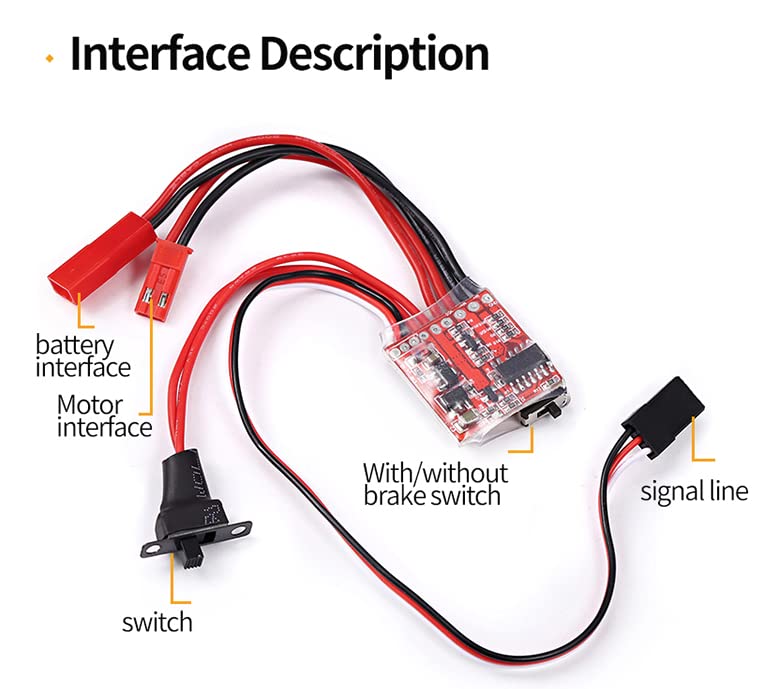 Teyleten 20A Mini RC ESC Motor Speed Controller - 2KHz Forward/Reverse with Brush Brake - Compatible with 2S RC Boats, Cars, Tanks (3PCS) - Perfect for DIY RC Projects and Hobbyist Upgrades