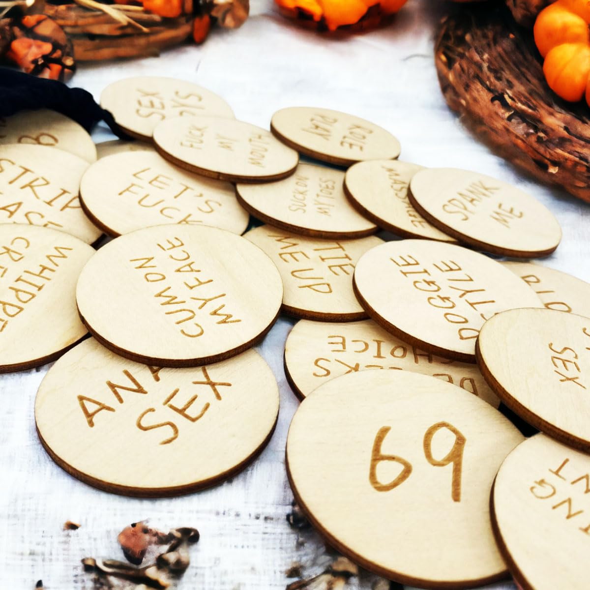 20Pcs Funny Wooden Couples Tokens - Romantic Date Night & Anniversary Gift Set for Valentine's Day, Wedding, and Relationship Games | Fun Sex & Activity Tokens for Couples (Pack 1, Round) | Perfect for Date Nights, Anniversaries, and Romantic Surprises