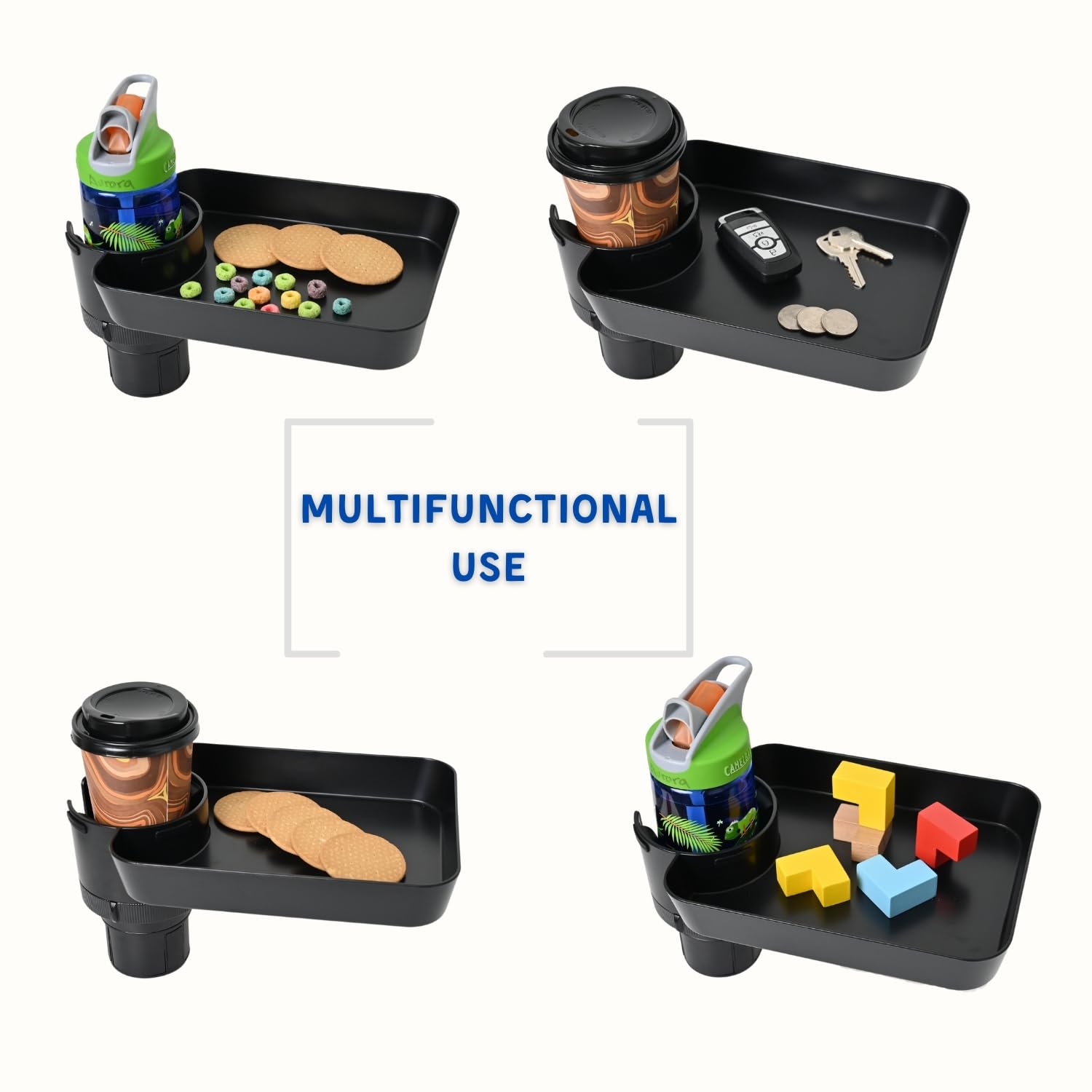 Adjustable Car Seat Tray for Kids - Snack & Drink Holder with Cup Tray for Toddler Travel - Perfect for Road Trips, Airplane & Long Car Rides - Durable & Spill-Proof Kids Travel Tray