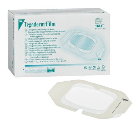 3M Tegaderm 1621 Transparent Film Dressing - Box of 50 Sterile Wound Care Bandages for IV Sites, Catheters & Surgical Incisions - Waterproof Medical Adhesive for Protection & Healing