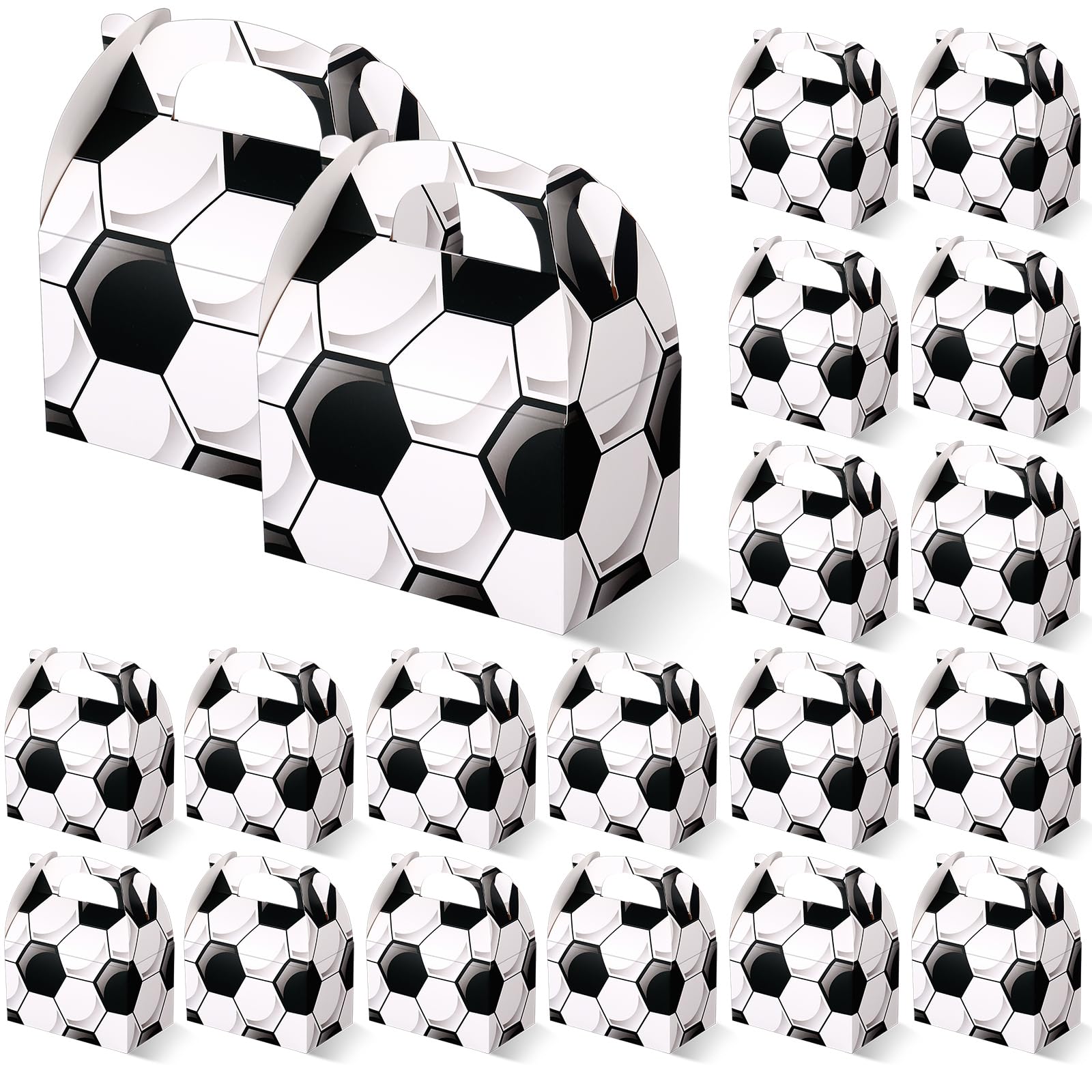 **Aoriher 30 Pcs Soccer Party Favors - Soccer Treat Boxes with Handles, Soccer Theme Party Gift Boxes, Candy Snack Goody Bags for Birthday, Sports Celebration & Team Events - Perfect for Soccer Decorations, Party Supplies & Gift Wrapping**