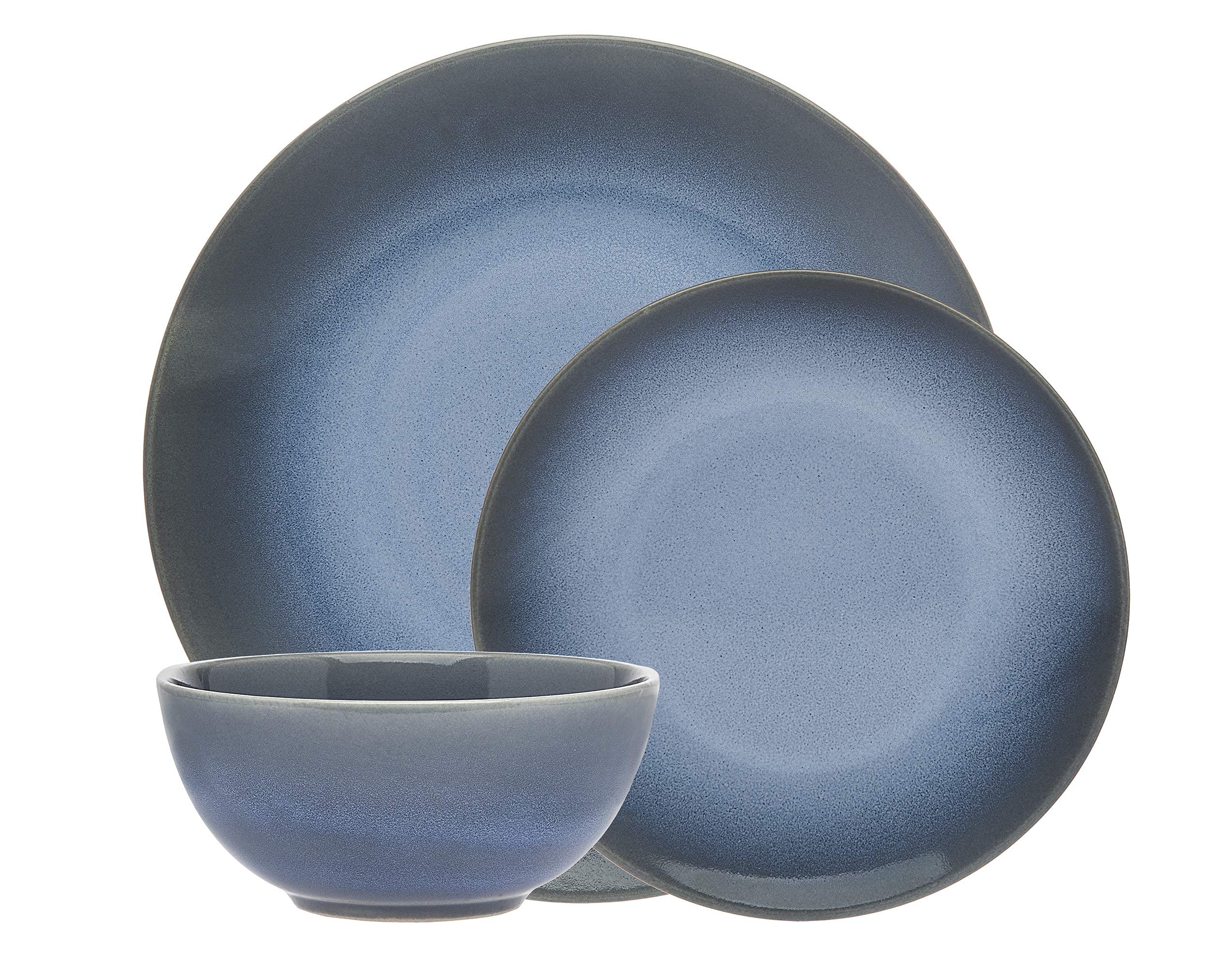 18-Piece Douro Reactive Glaze Dinnerware Set - Dinner Plates, Salad Plates & Soup Bowls for Family Meals, Dinner Parties & Restaurant Use