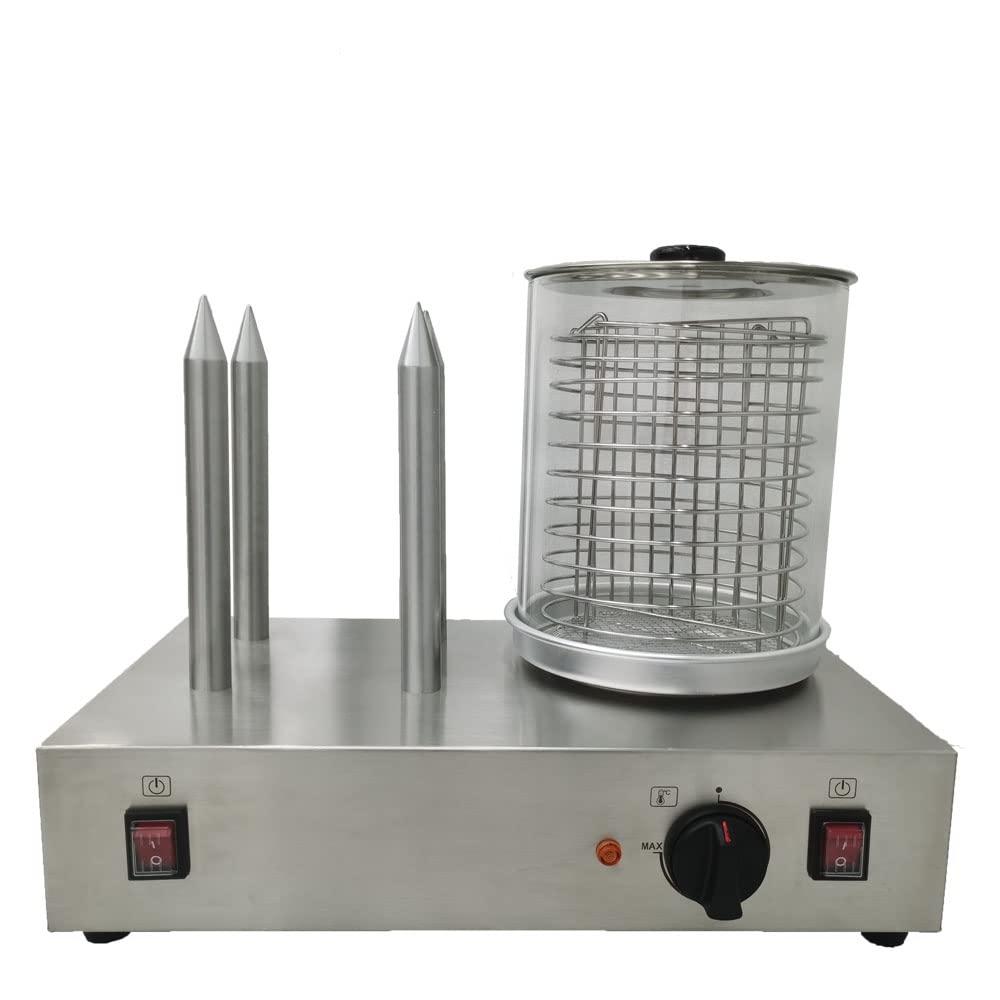 Commercial Hot Dog Steamer Machine - Electric Hot Dog Roller Cooker & Bun Warmer for Restaurants, Food Trucks, and Catering Events