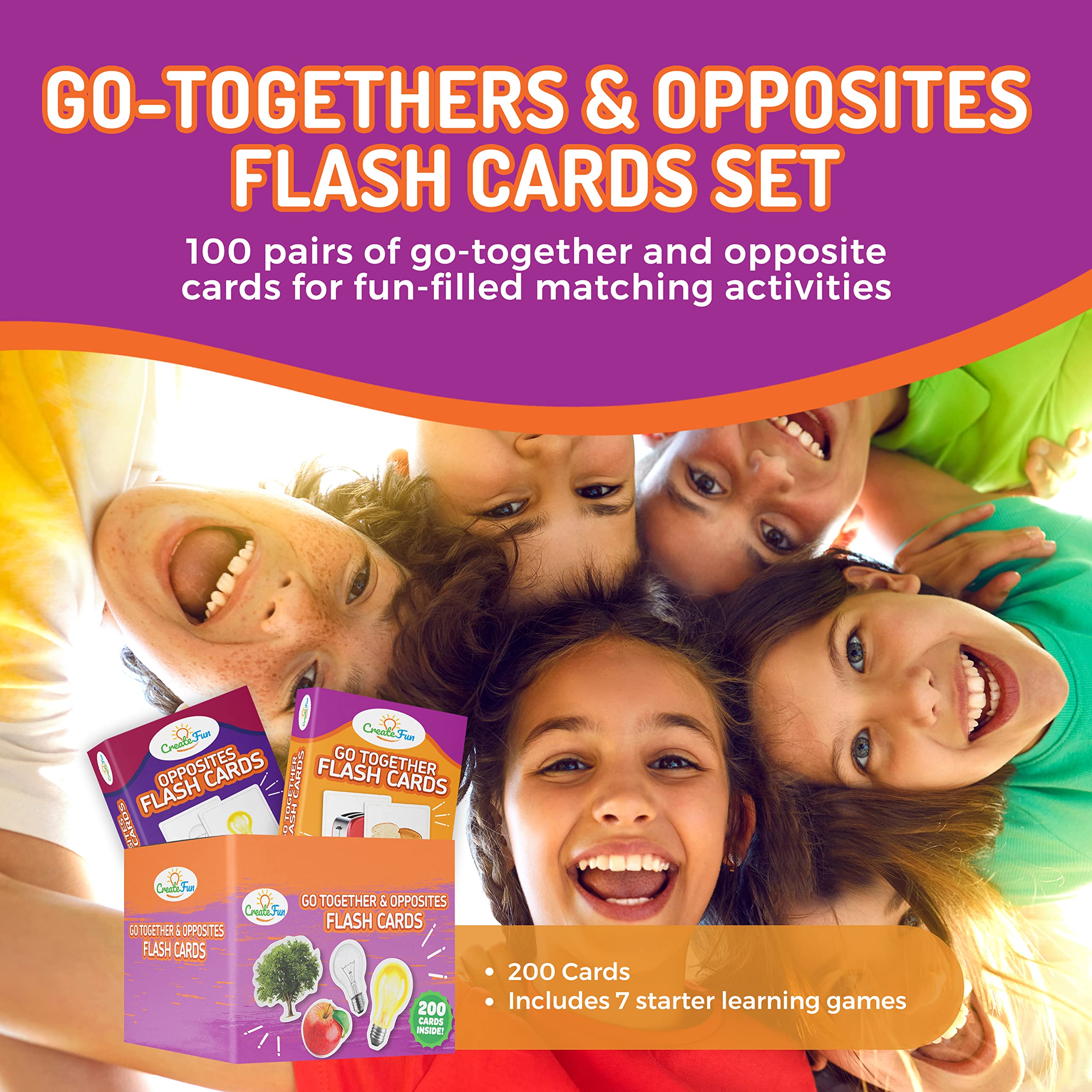 2-in-1 Go Together & Opposites Action Verbs Flash Cards Bundle - Durable Picture Cards for Speech Therapy, Homeschool & ESL Learning - Educational Flash Cards to Improve Reading, Vocabulary & Language Skills - Perfect for Toddlers, Preschool & Kindergarten Classroom Activities