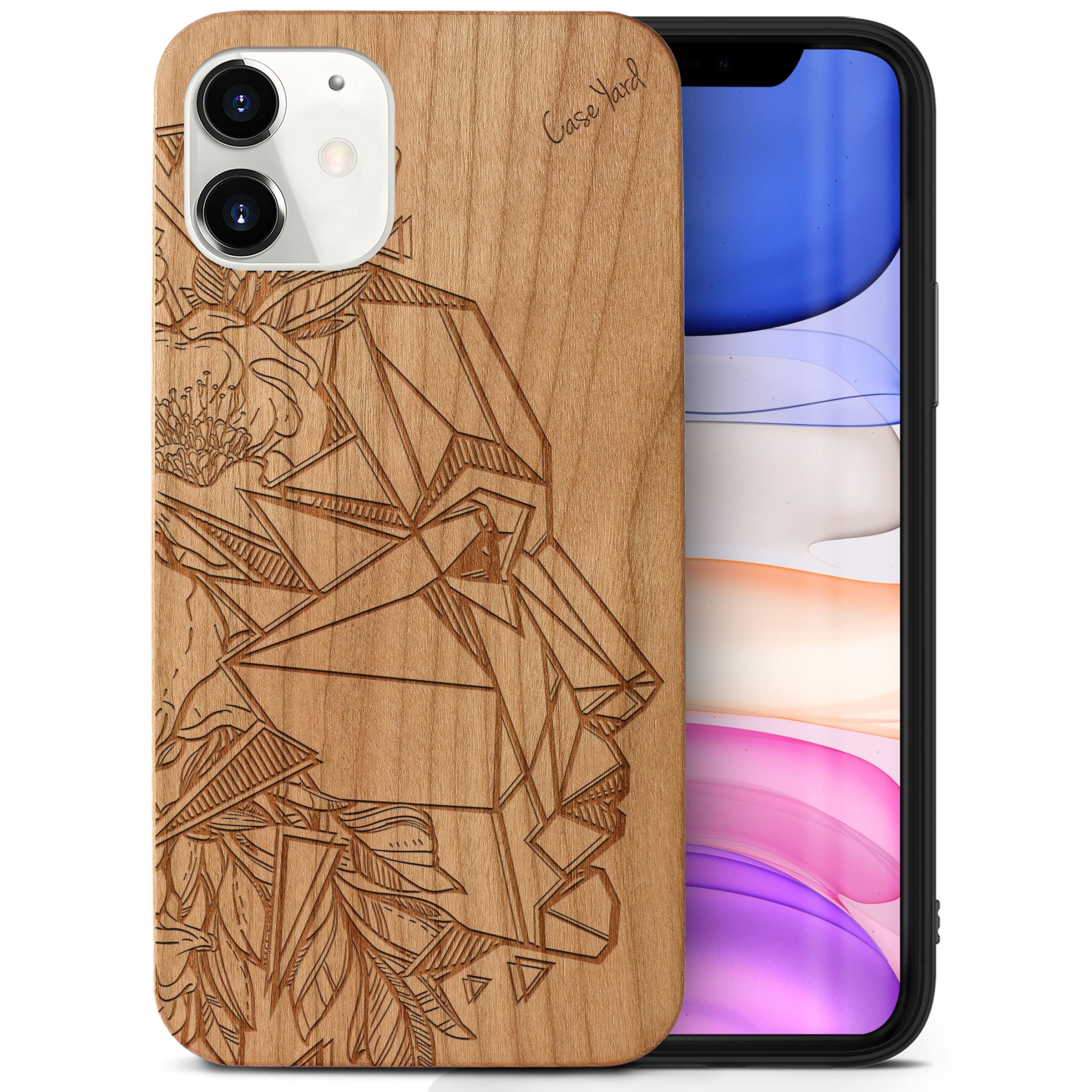 CaseYard Cherry Wood iPhone 11 Case - Laser Engraved Beautiful Mind Design | Slim Fit Shockproof Protective Cover for Men & Women | Perfect for Office, Travel & Everyday Use